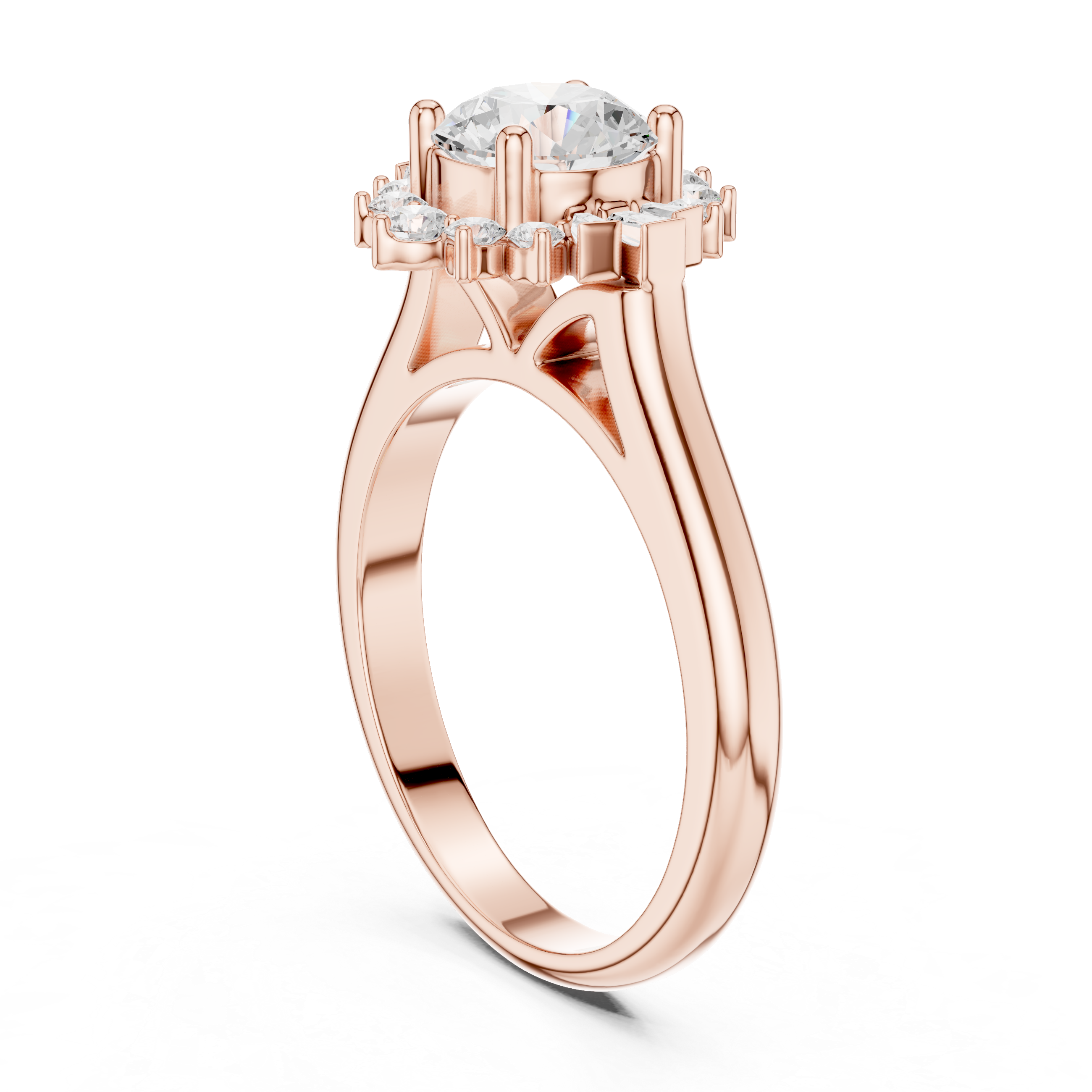 Birch Wood Lab Grown Diamond Cushion Halo Ring