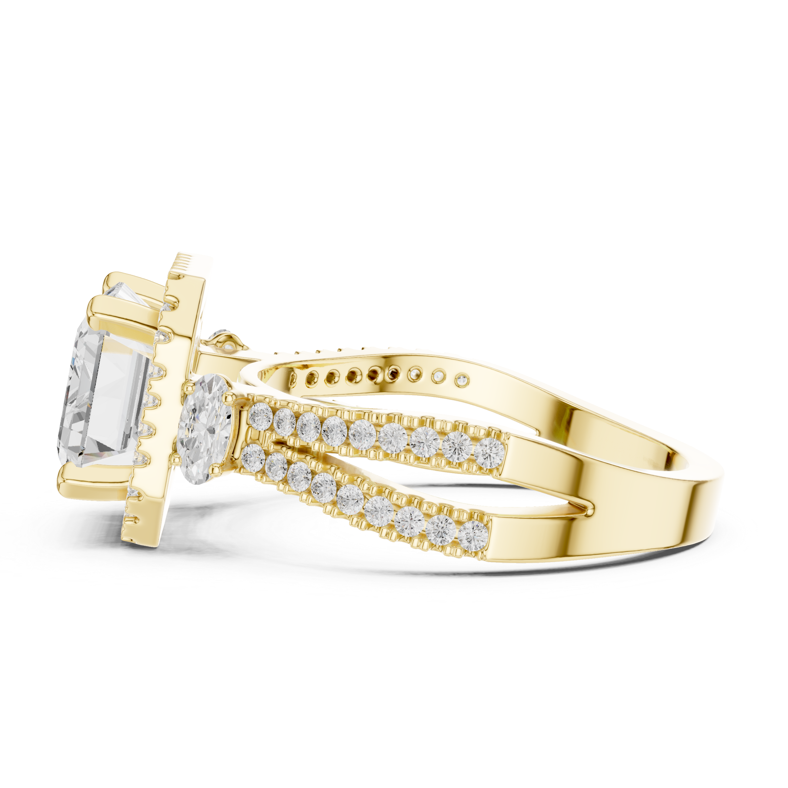 Night Shade Lab Grown Diamond Fluted Shank Ring