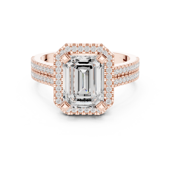 Golden Rod Lab Grown Diamond Ornate Scroll Ring
