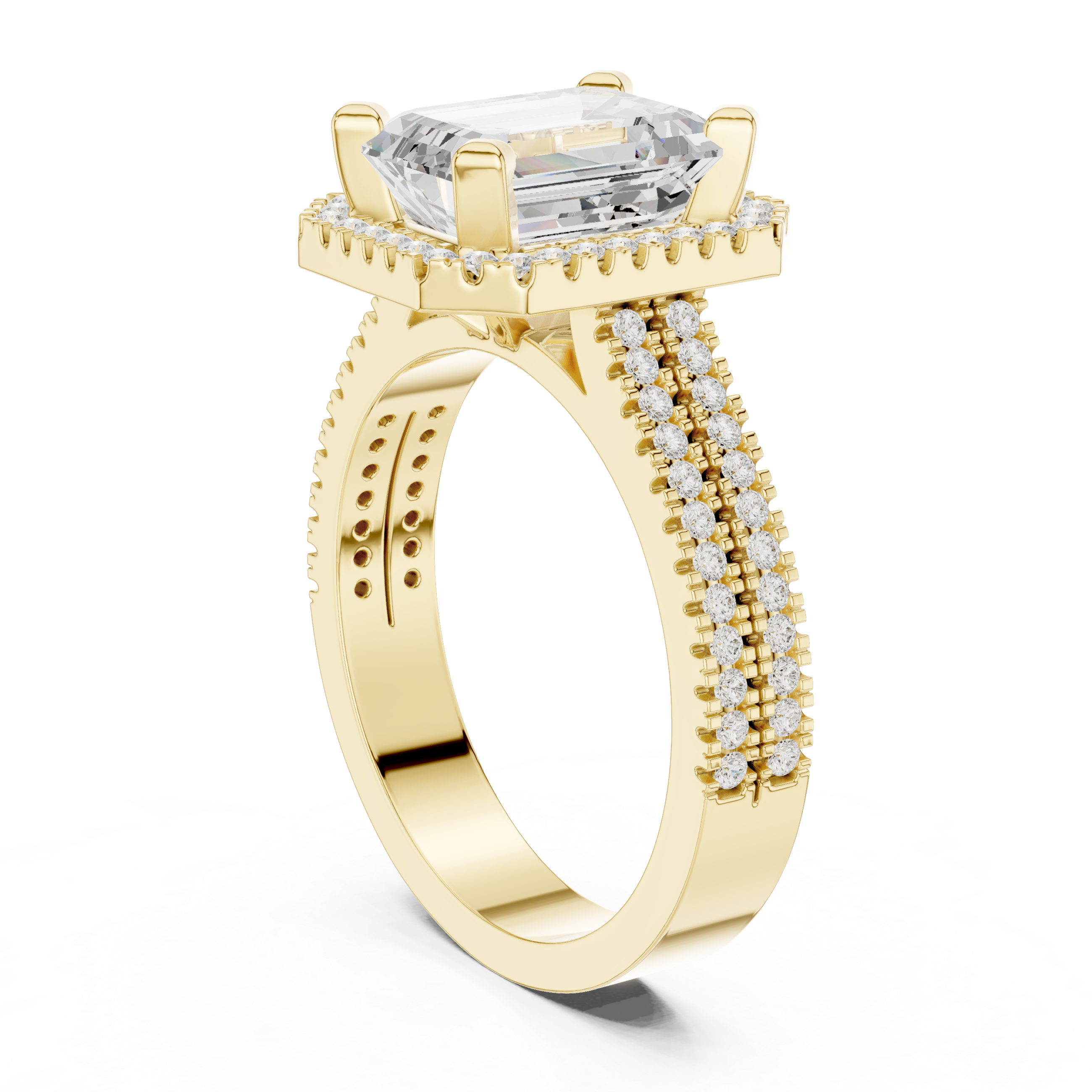 Golden Rod Lab Grown Diamond Ornate Scroll Ring