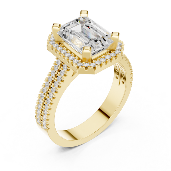 Golden Rod Lab Grown Diamond Ornate Scroll Ring