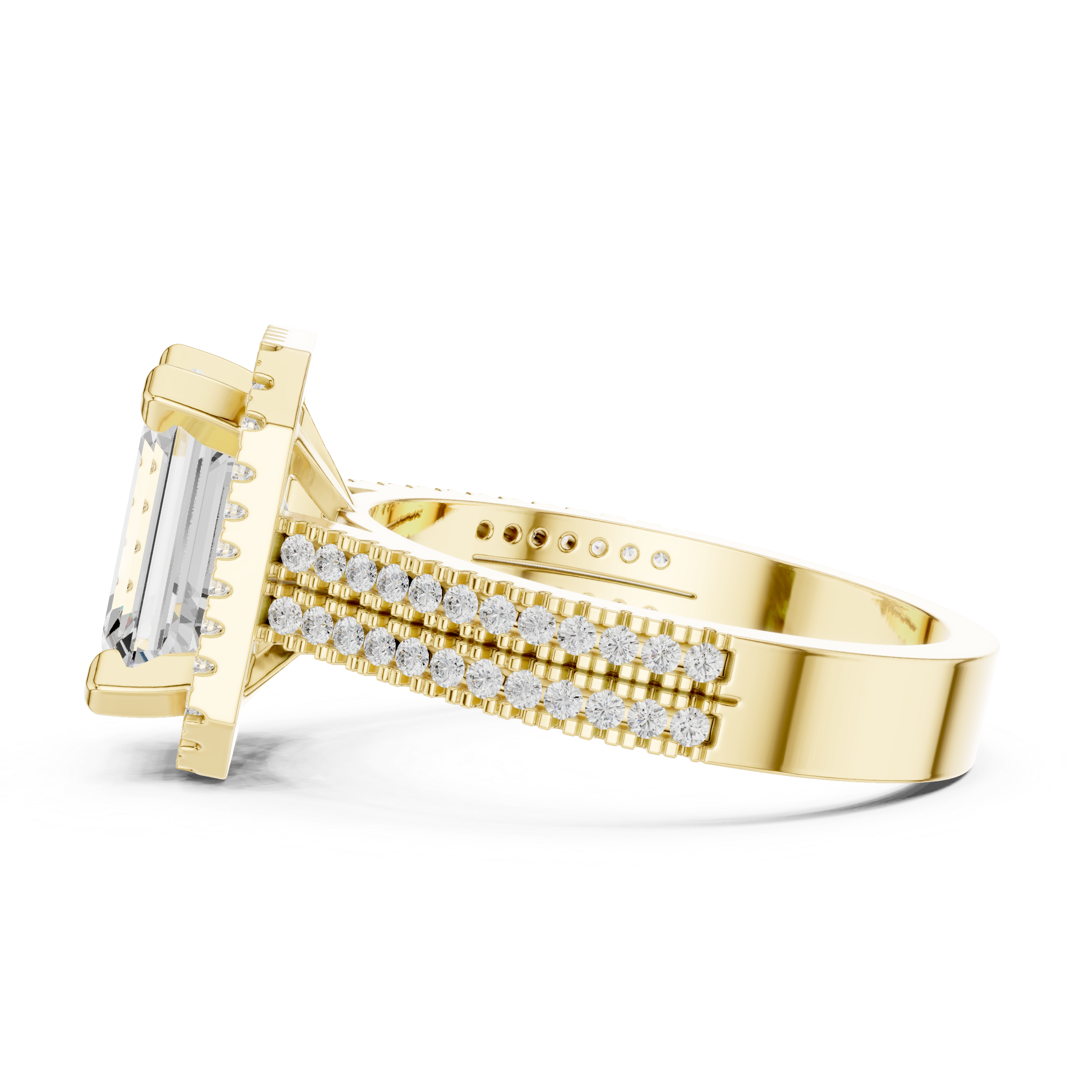 Golden Rod Lab Grown Diamond Ornate Scroll Ring