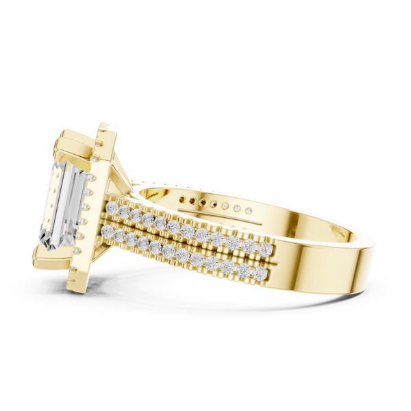 Golden Rod Lab Grown Diamond Ornate Scroll Ring