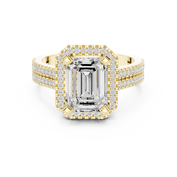 Golden Rod Lab Grown Diamond Ornate Scroll Ring
