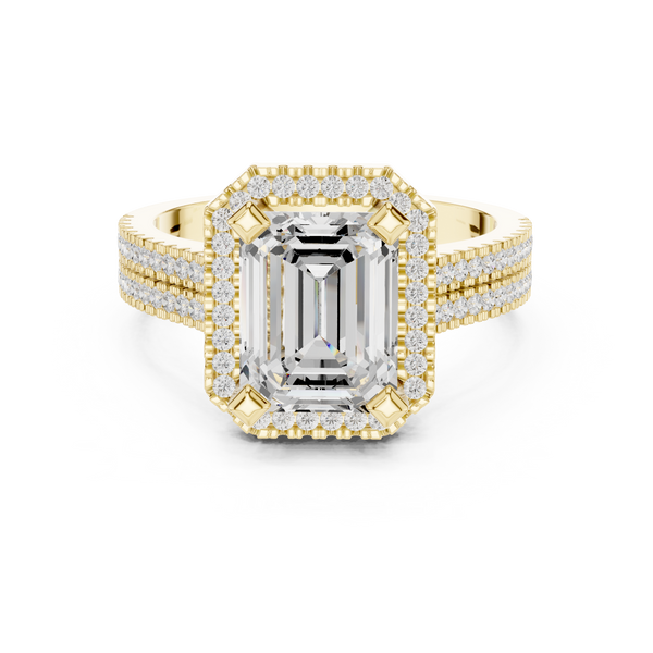 Golden Rod Lab Grown Diamond Ornate Scroll Ring