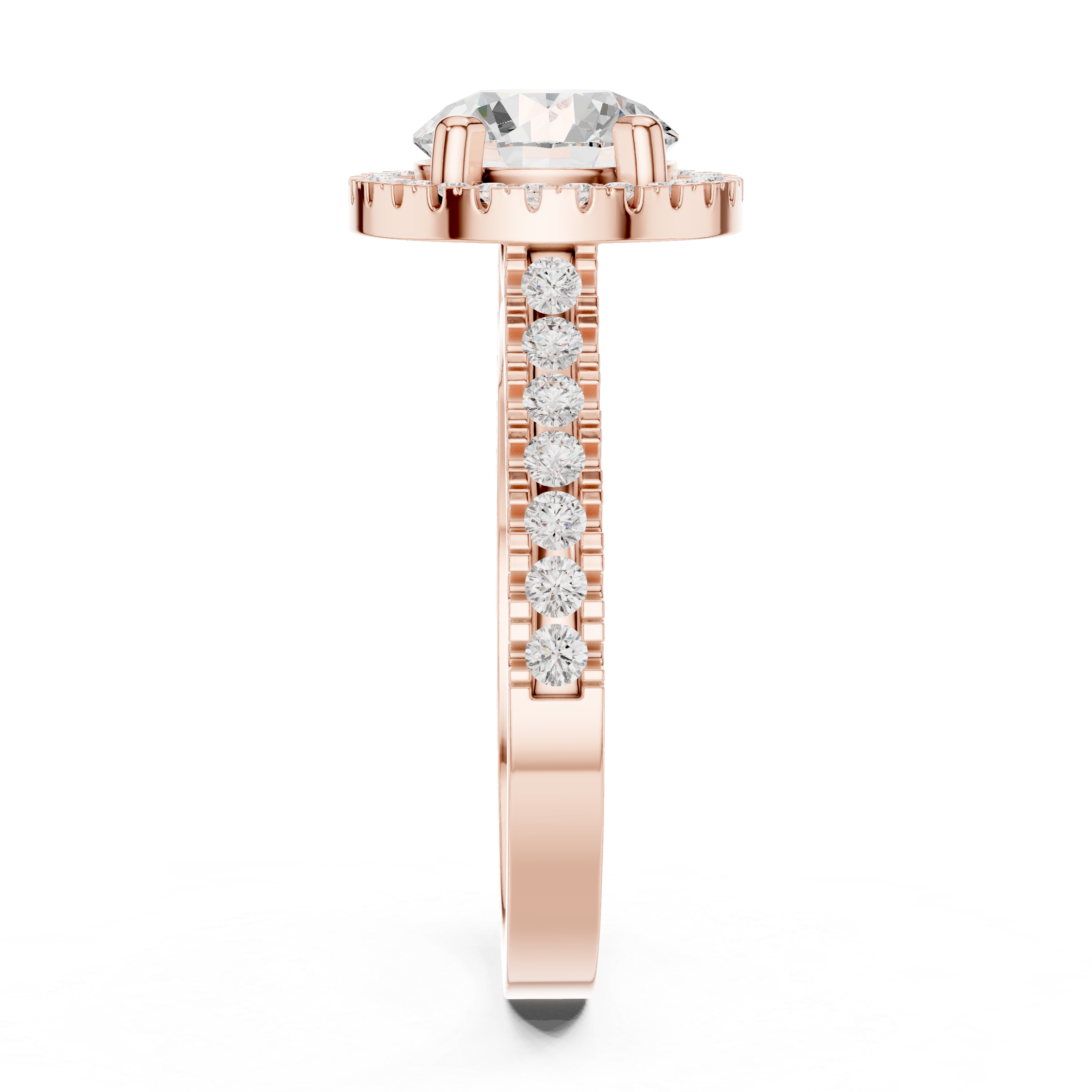 Pine Cone Lab Grown Diamond Channel Solitaire Ring