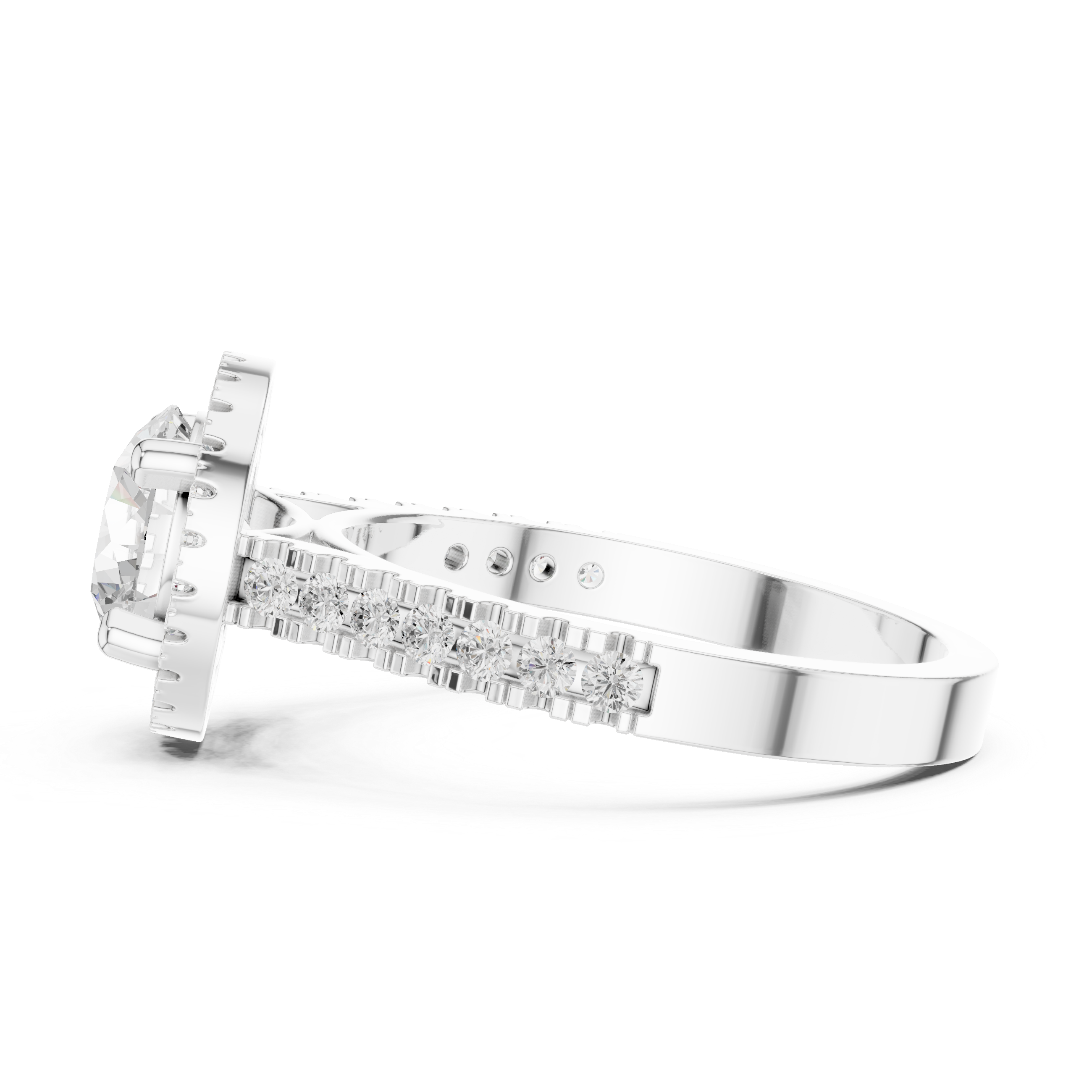 Pine Cone Lab Grown Diamond Channel Solitaire Ring