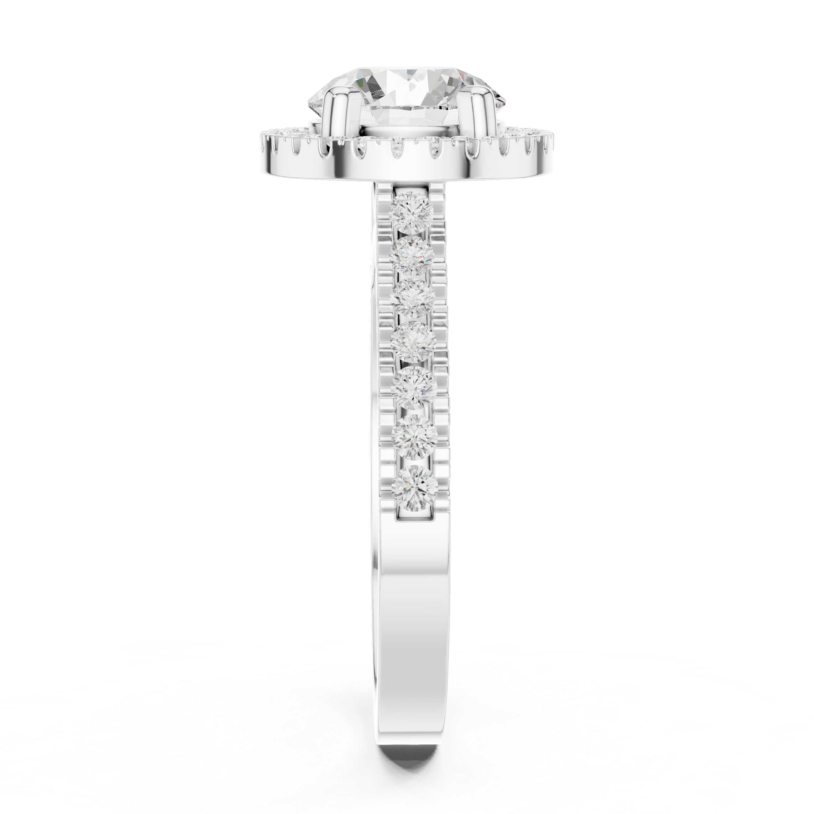 Pine Cone Lab Grown Diamond Channel Solitaire Ring
