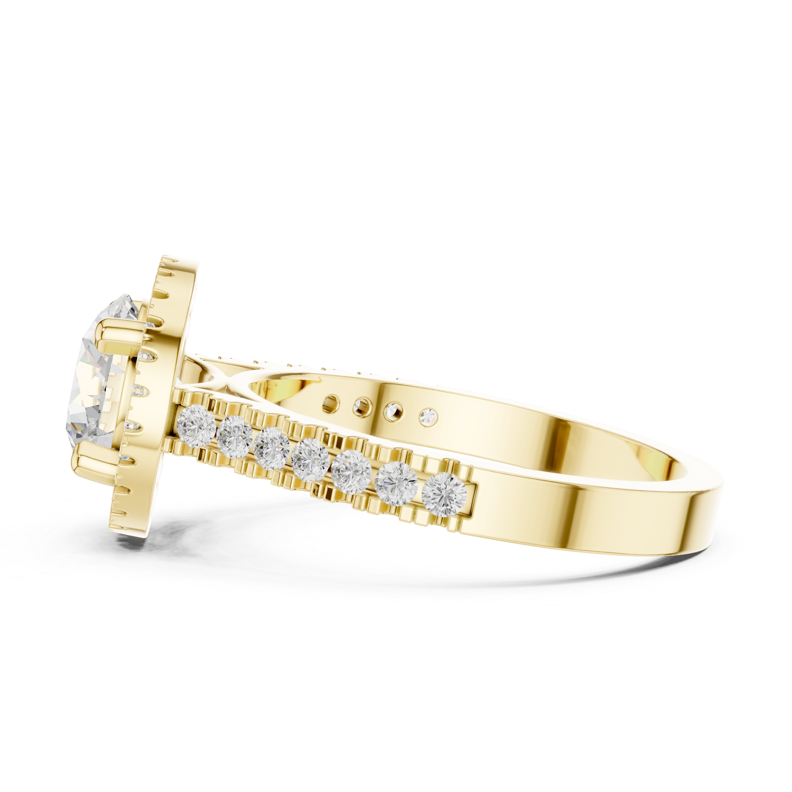 Pine Cone Lab Grown Diamond Channel Solitaire Ring