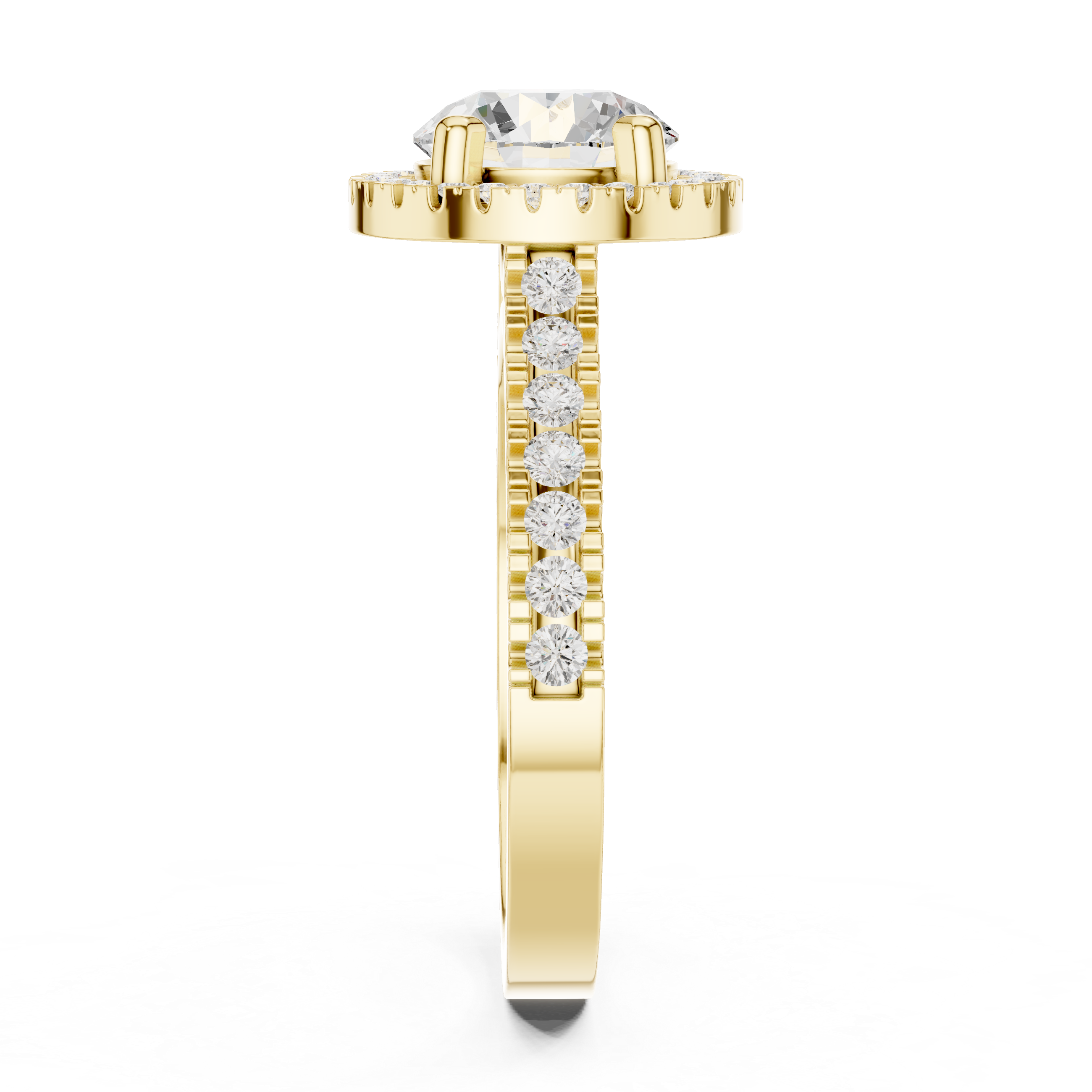 Pine Cone Lab Grown Diamond Channel Solitaire Ring