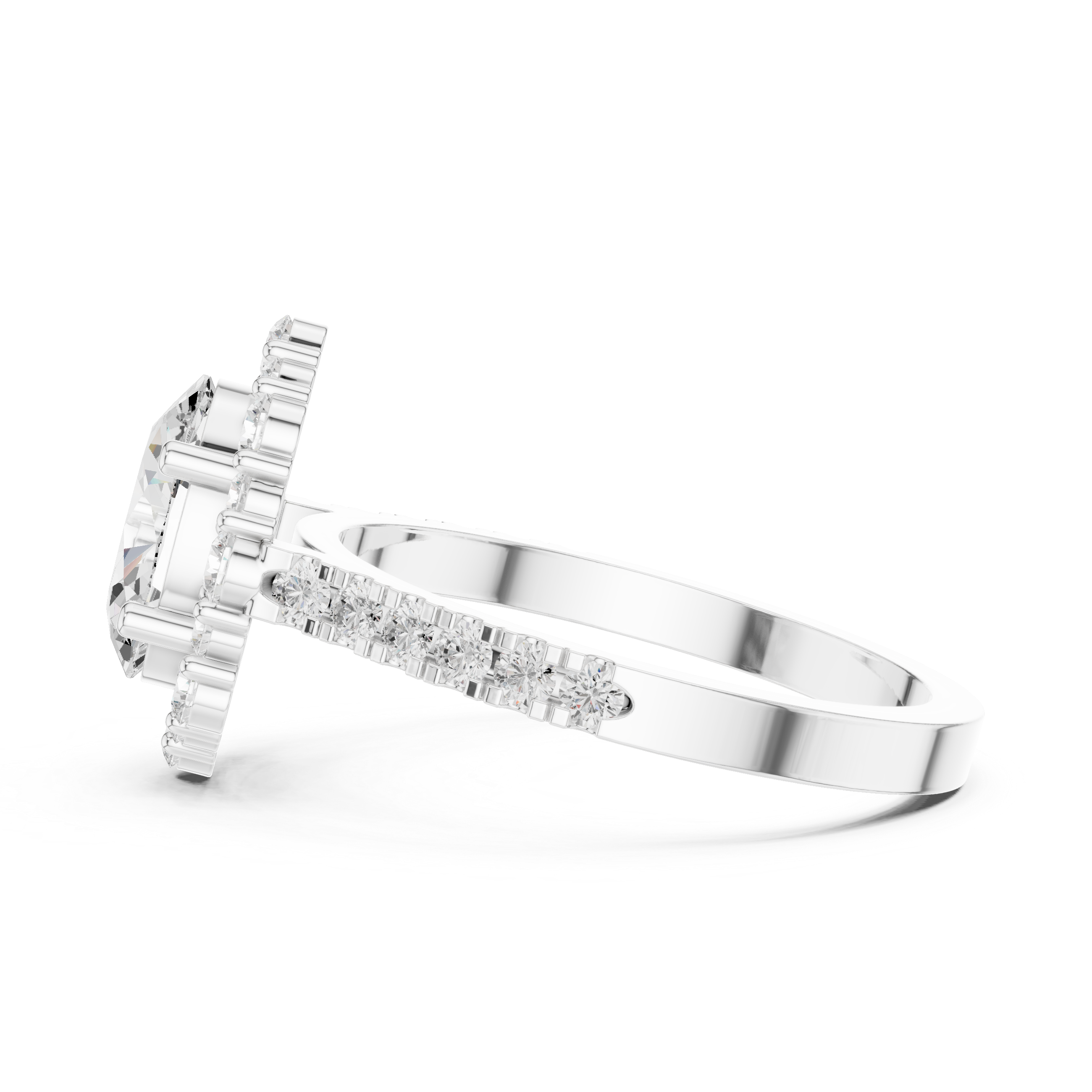 Thyme Leaf Lab Grown Diamond Fluted Shank Ring