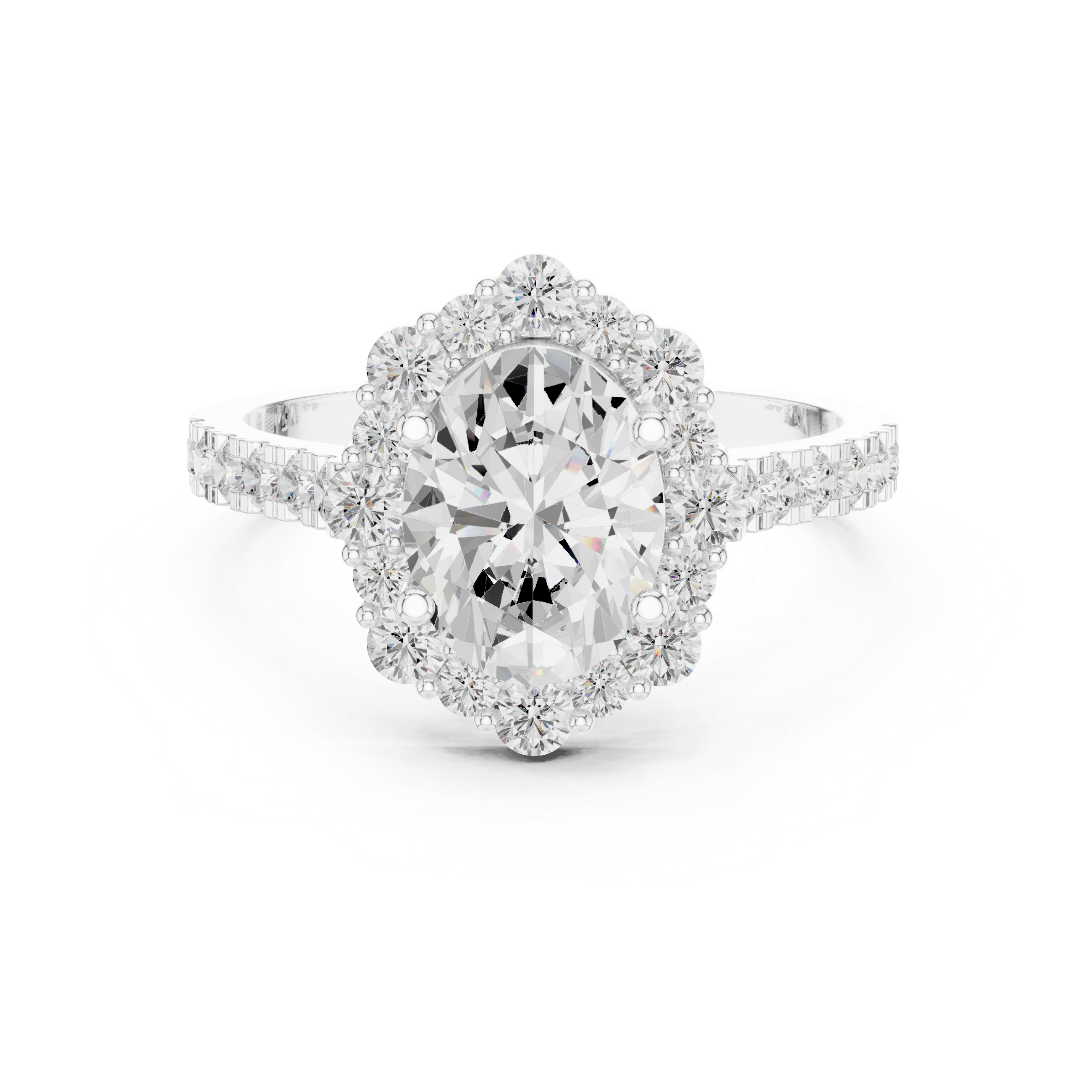 Thyme Leaf Lab Grown Diamond Fluted Shank Ring