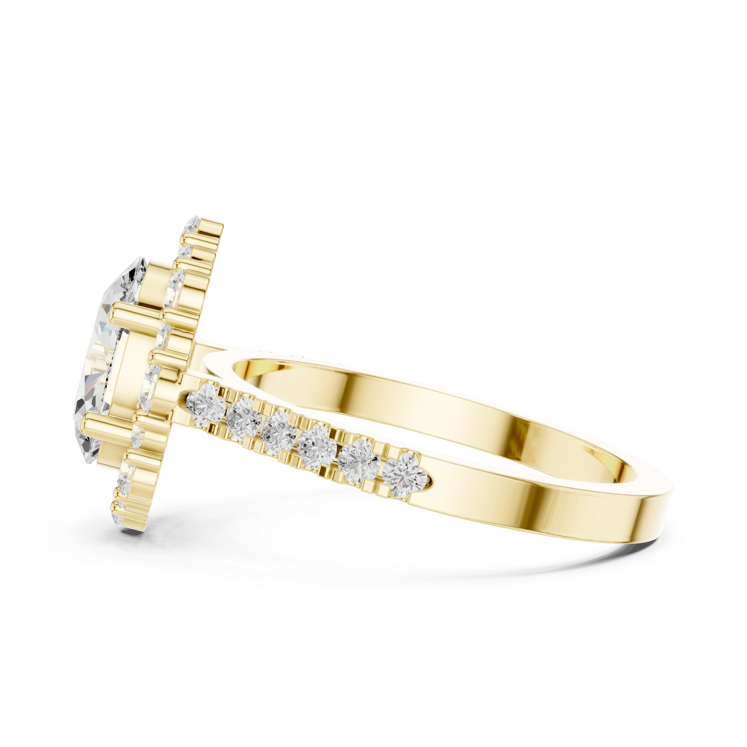 Thyme Leaf Lab Grown Diamond Fluted Shank Ring