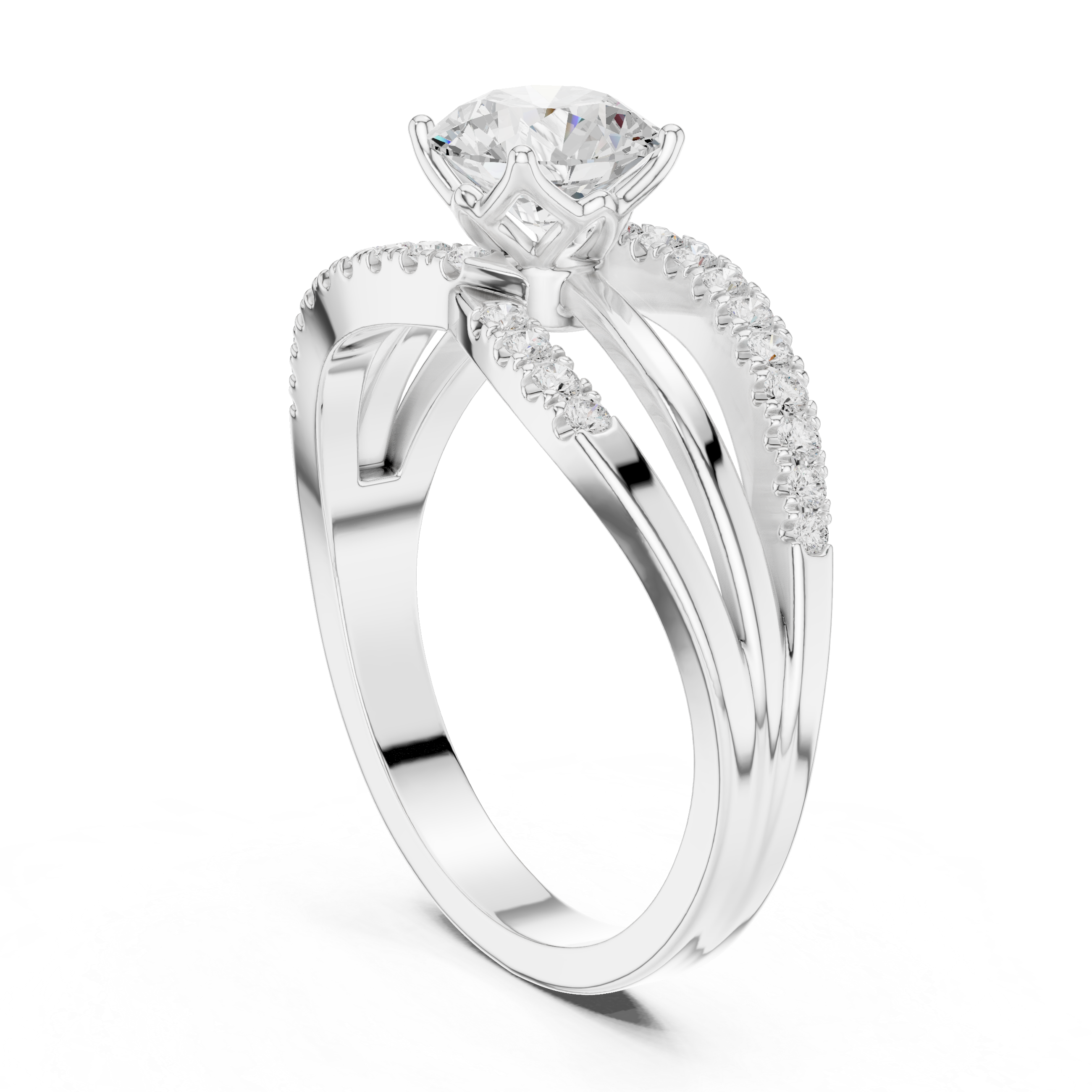 Fluted Basket Lab Grown Diamond Ring