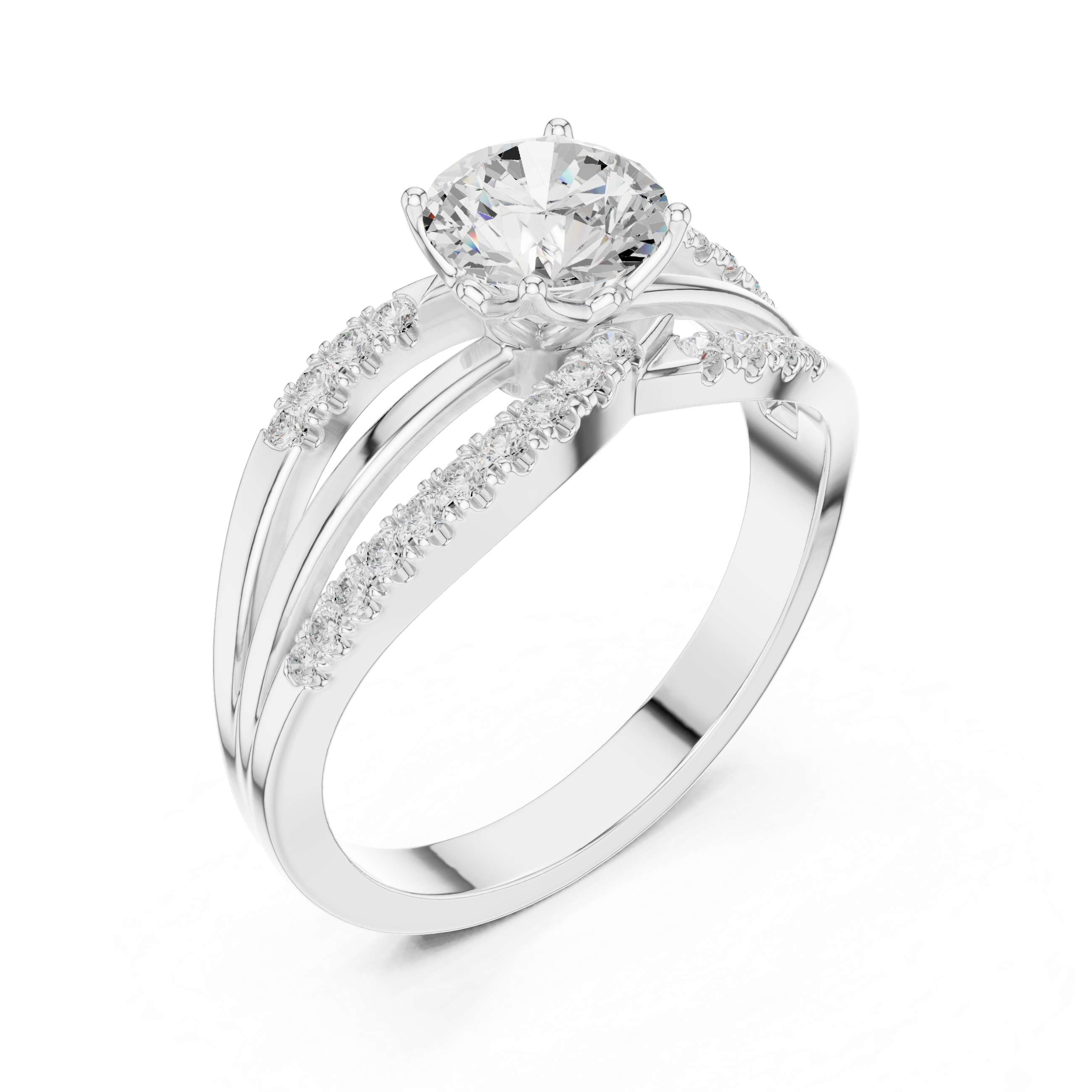 Fluted Basket Lab Grown Diamond Ring
