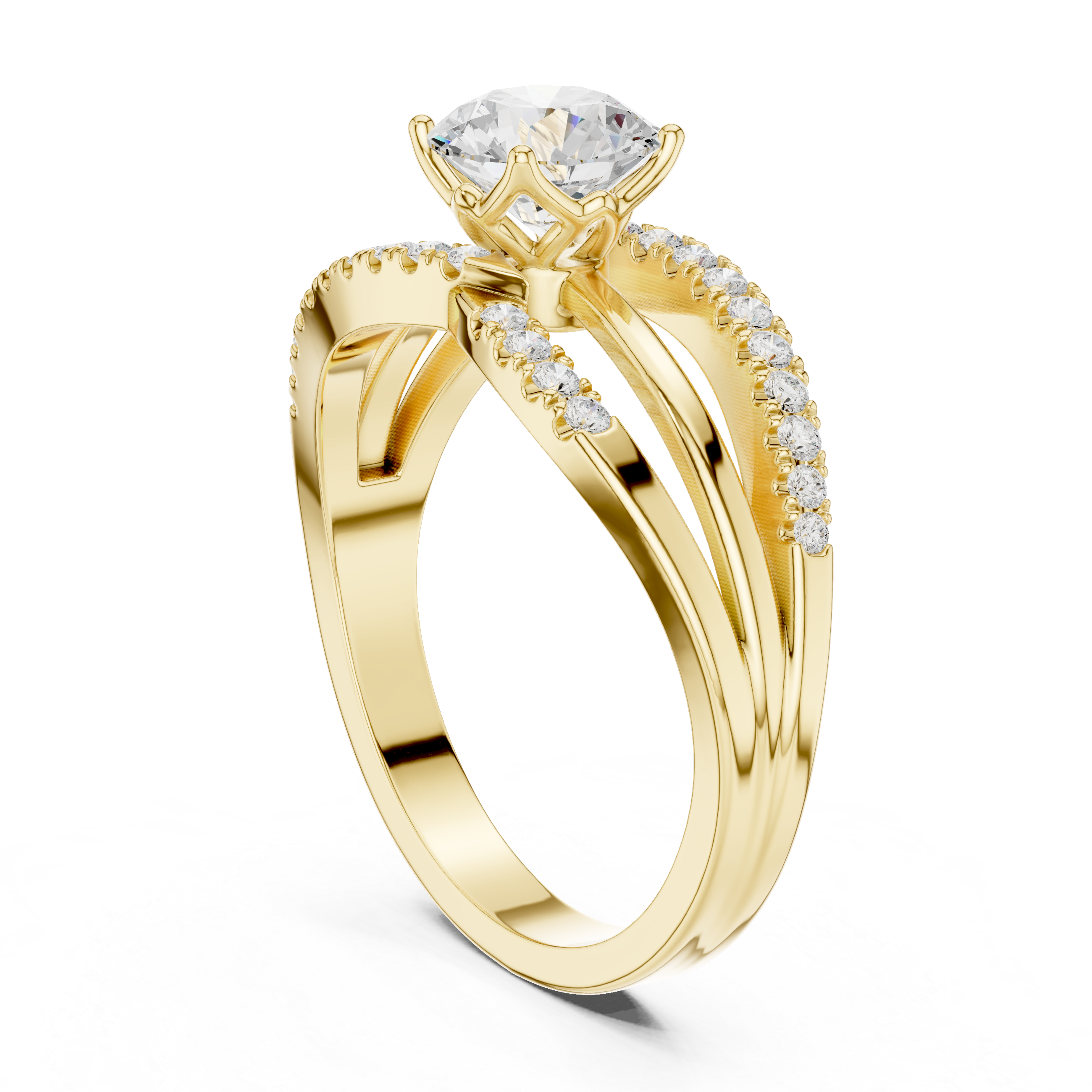 Fluted Basket Lab Grown Diamond Ring