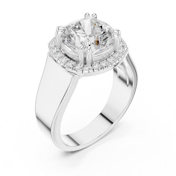 Pave Halo Lab Grown Diamond Ring