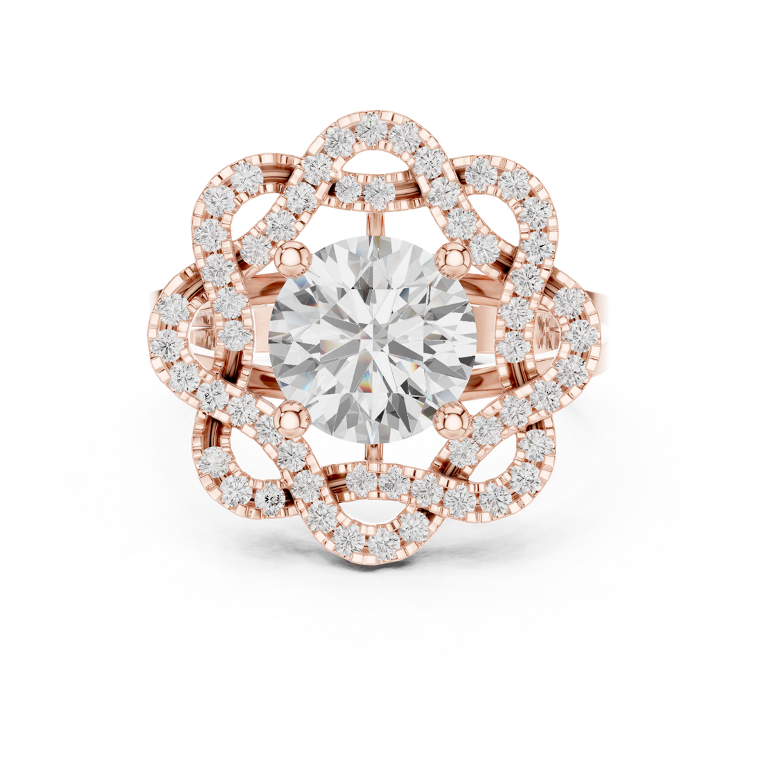 Floral Edge Lab Grown Diamond Ring