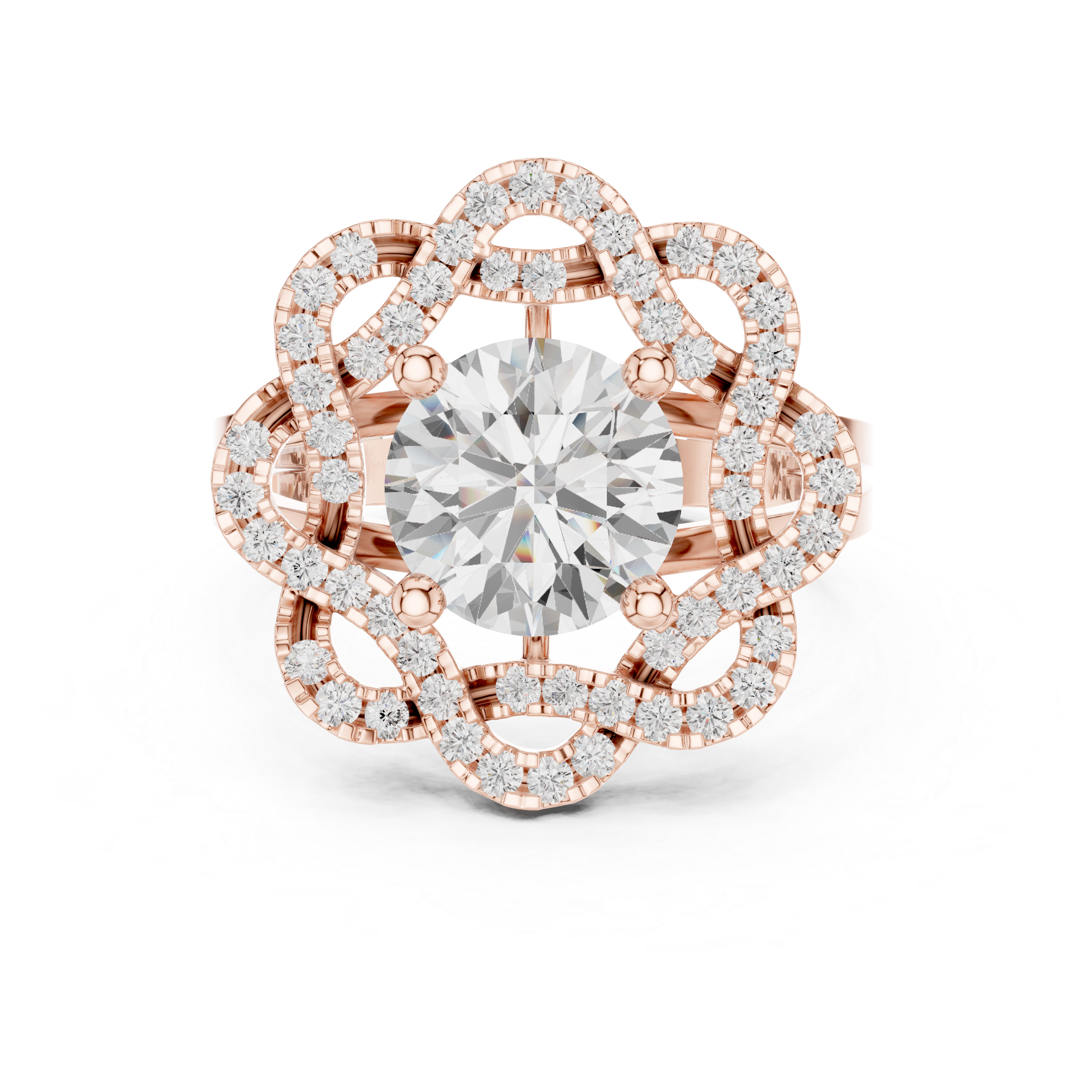 Floral Edge Lab Grown Diamond Ring