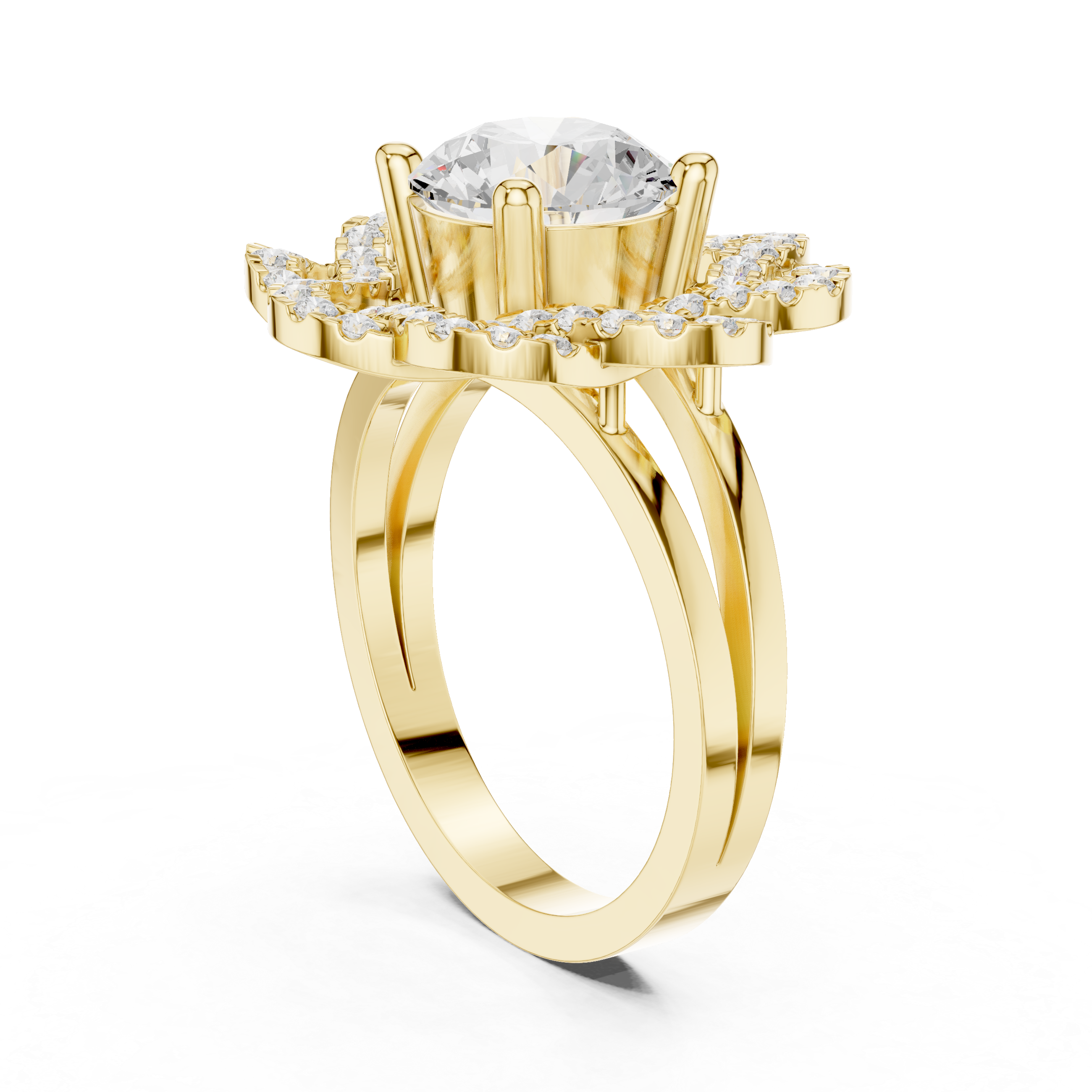 Floral Edge Lab Grown Diamond Ring