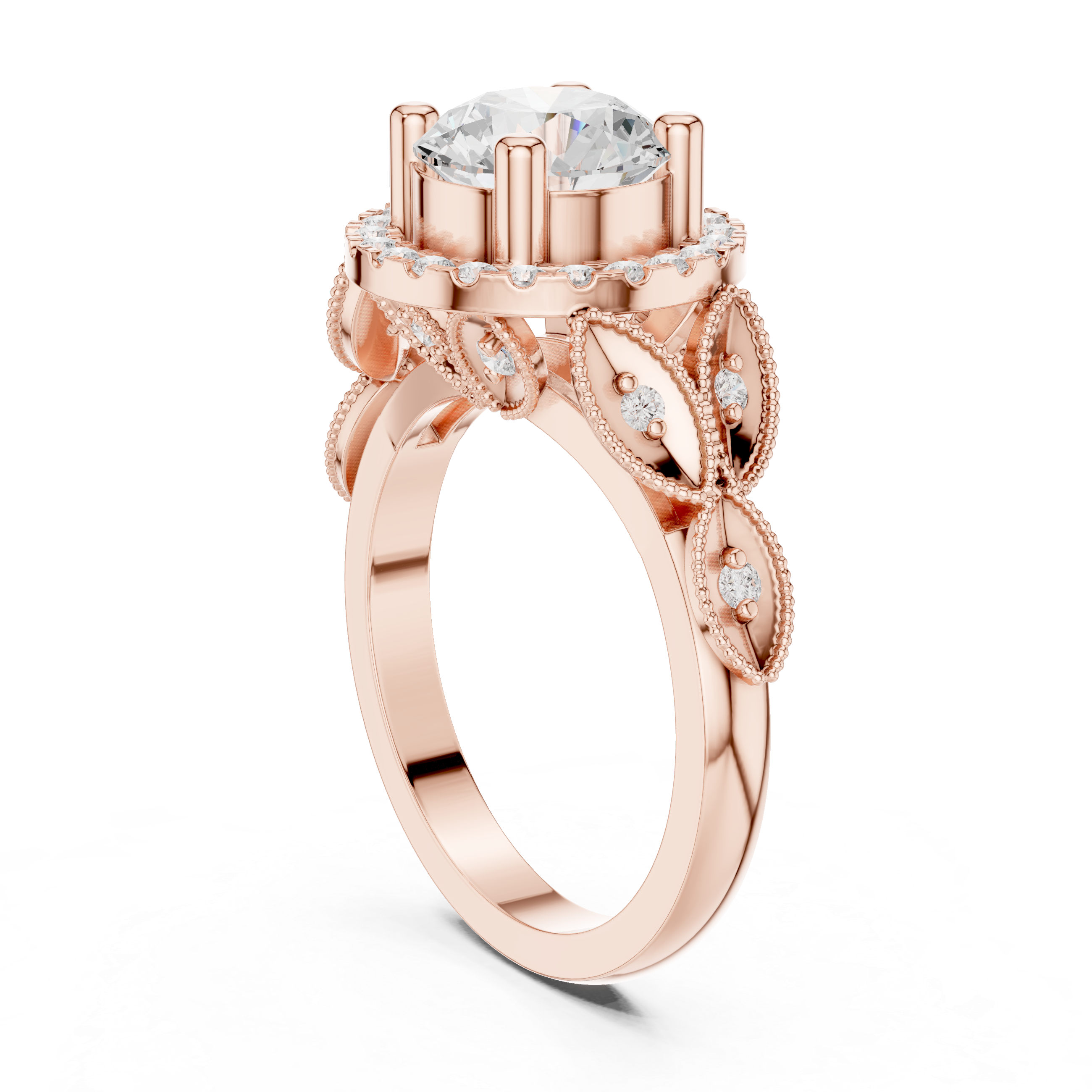Scallop Contour Lab Grown Diamond Ring