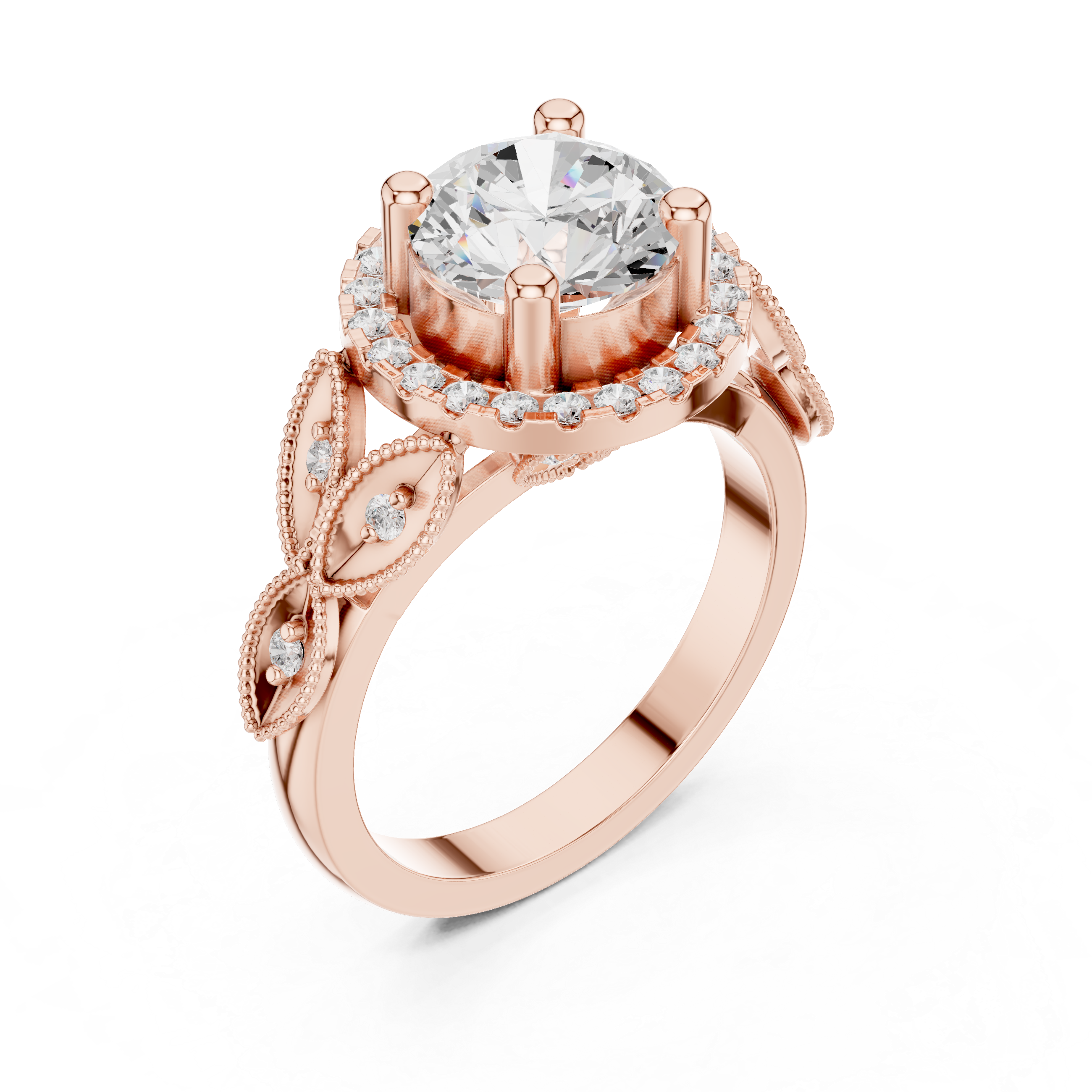 Scallop Contour Lab Grown Diamond Ring
