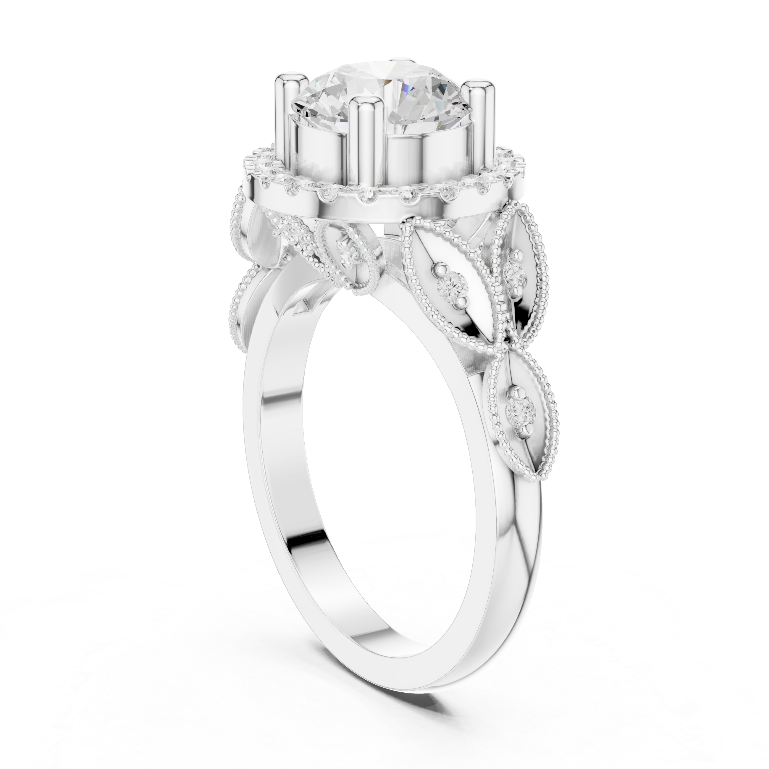 Scallop Contour Lab Grown Diamond Ring