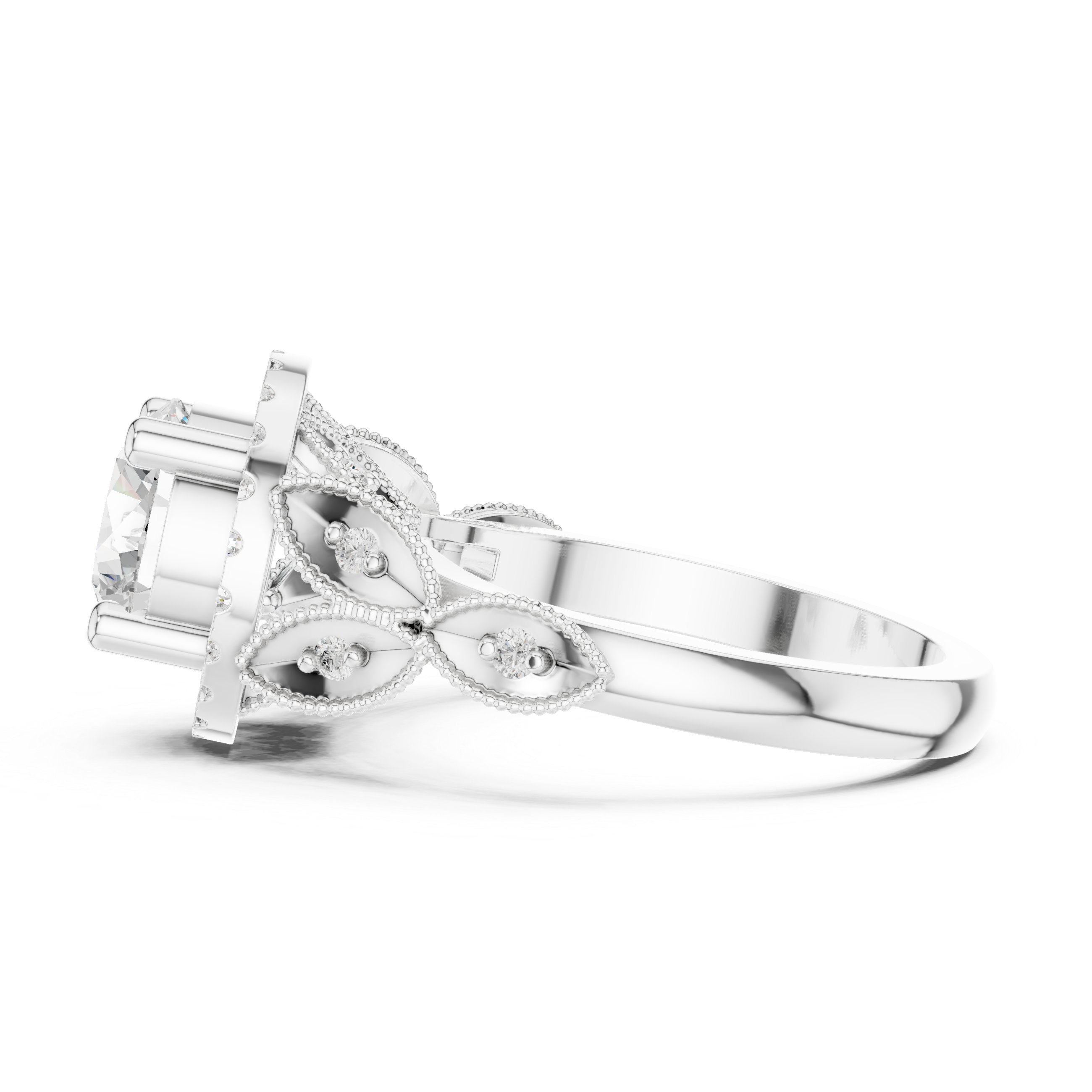 Scallop Contour Lab Grown Diamond Ring