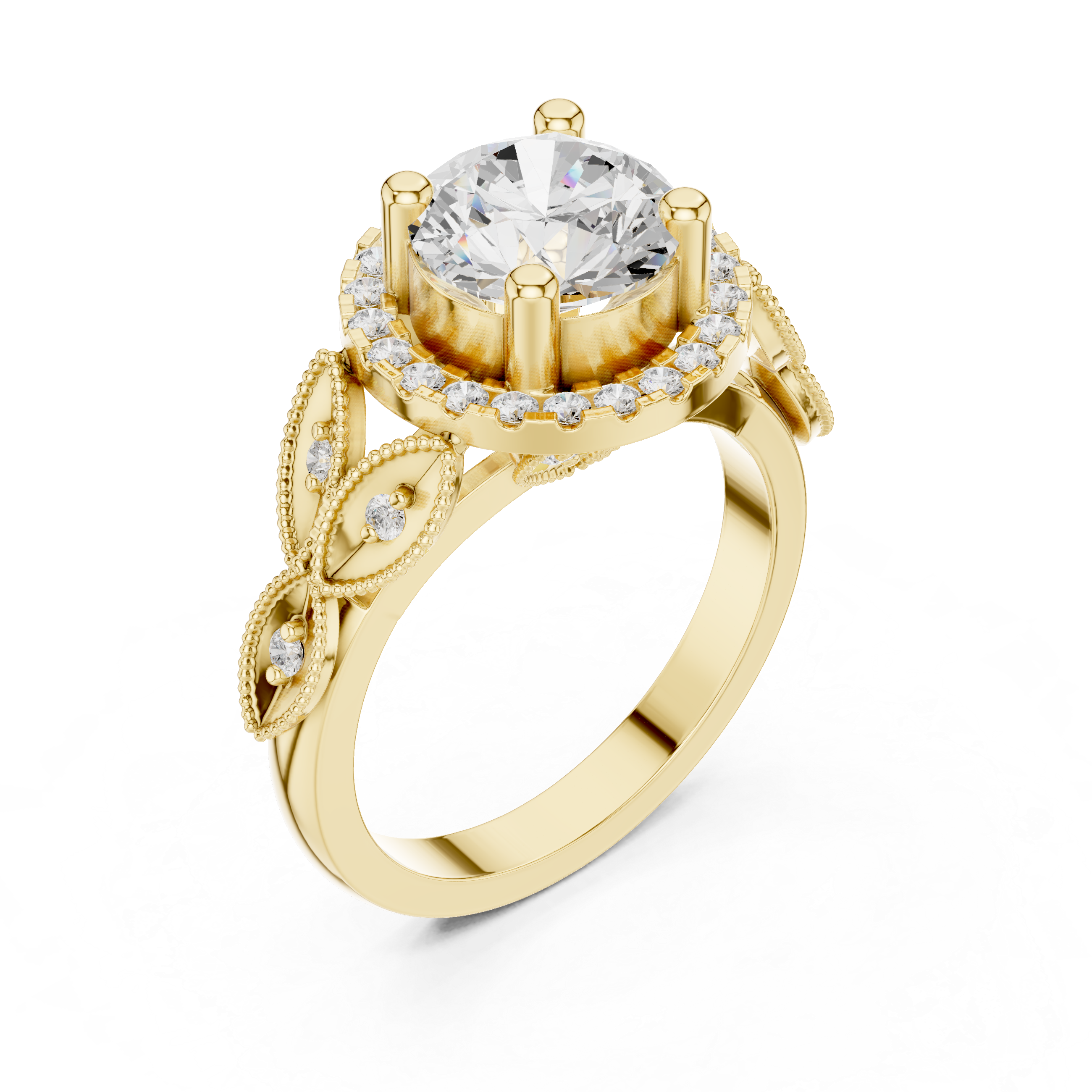 Scallop Contour Lab Grown Diamond Ring