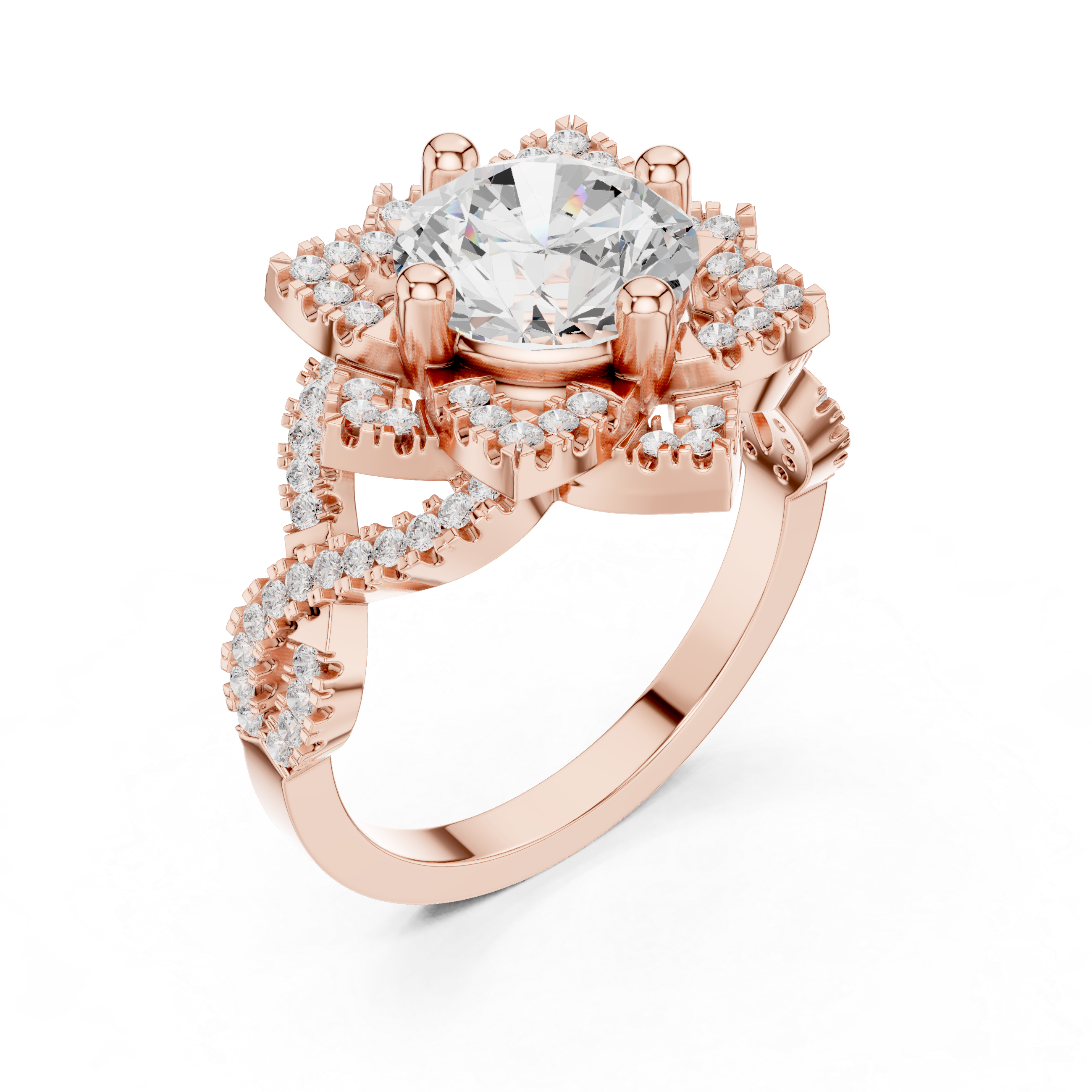 Milgrain Deco Lab Grown Diamond Ring