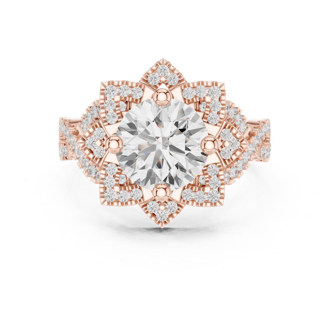Milgrain Deco Lab Grown Diamond Ring