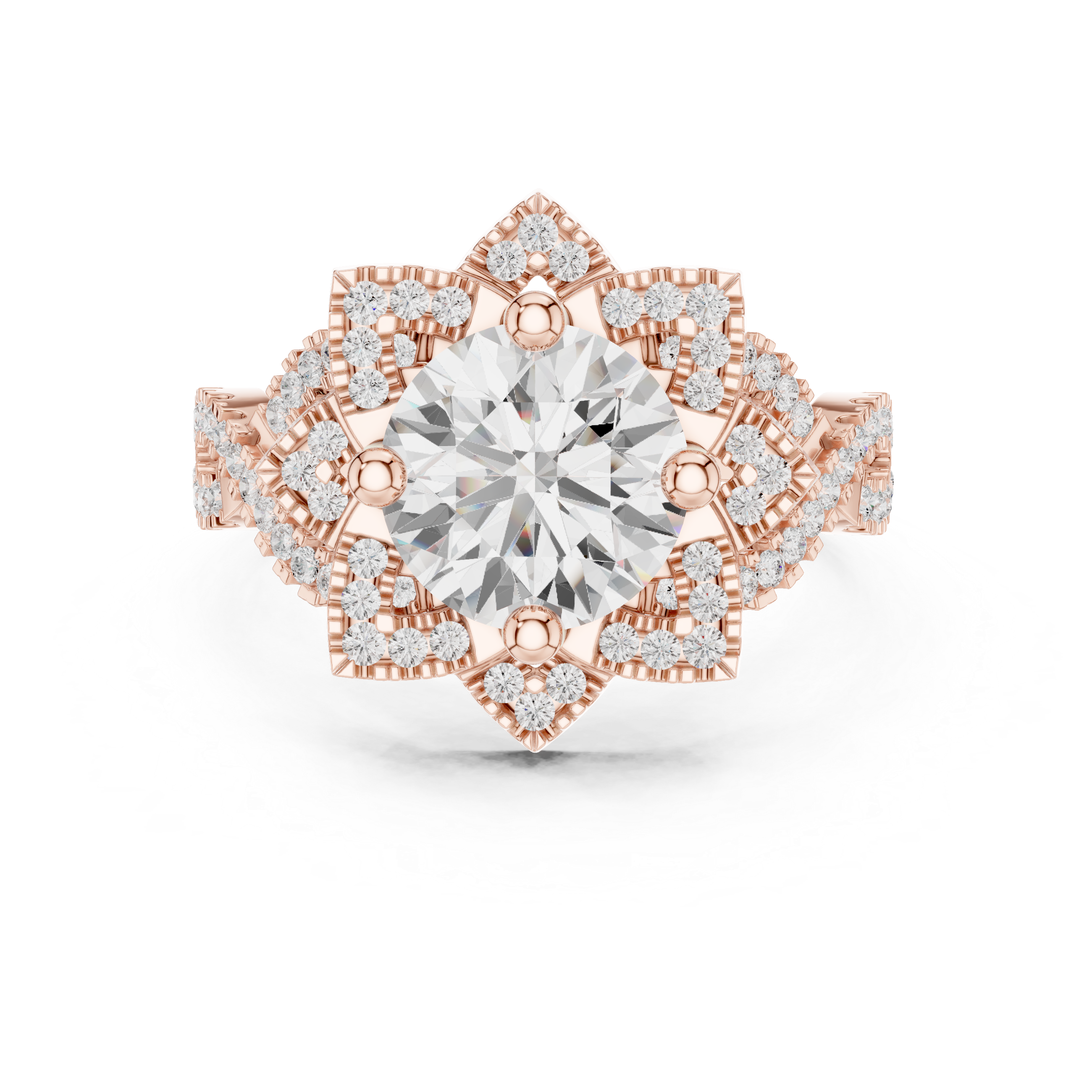 Milgrain Deco Lab Grown Diamond Ring