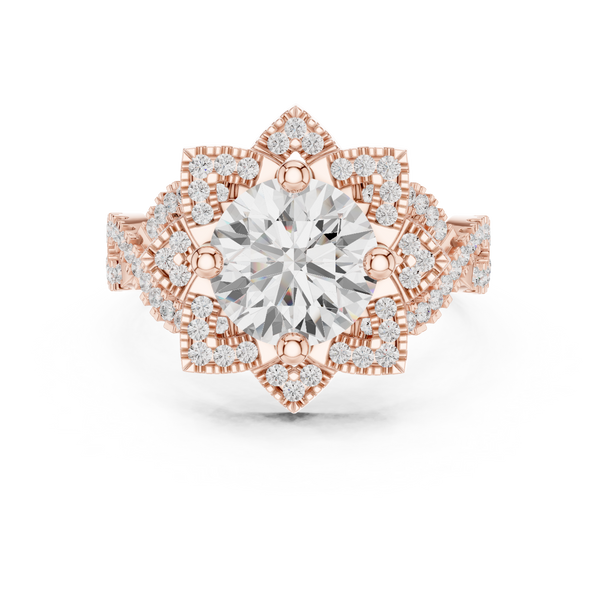 Milgrain Deco Lab Grown Diamond Ring