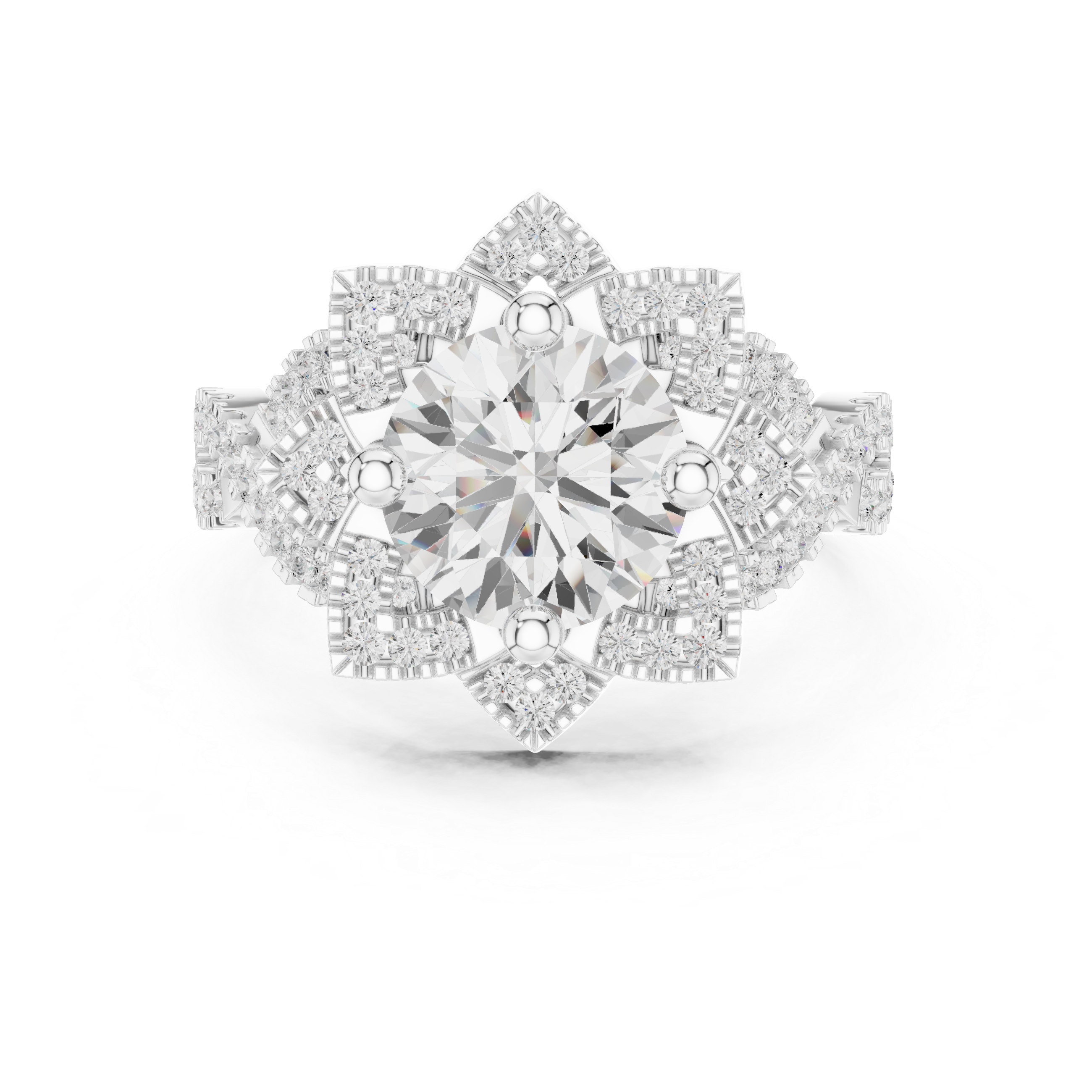 Milgrain Deco Lab Grown Diamond Ring