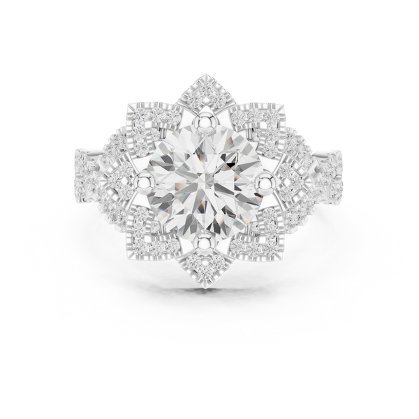 Milgrain Deco Lab Grown Diamond Ring