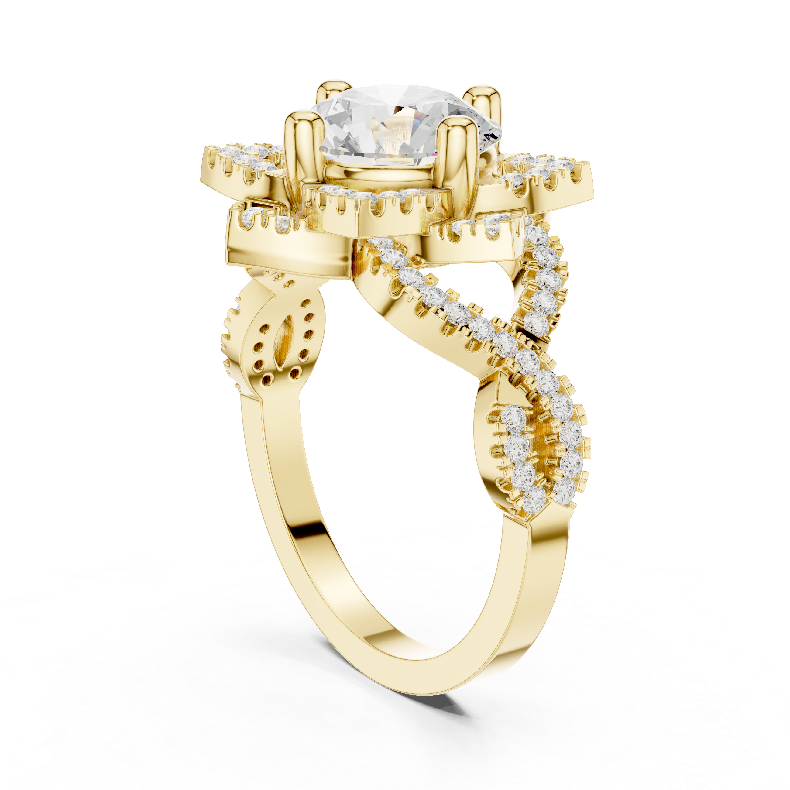 Milgrain Deco Lab Grown Diamond Ring