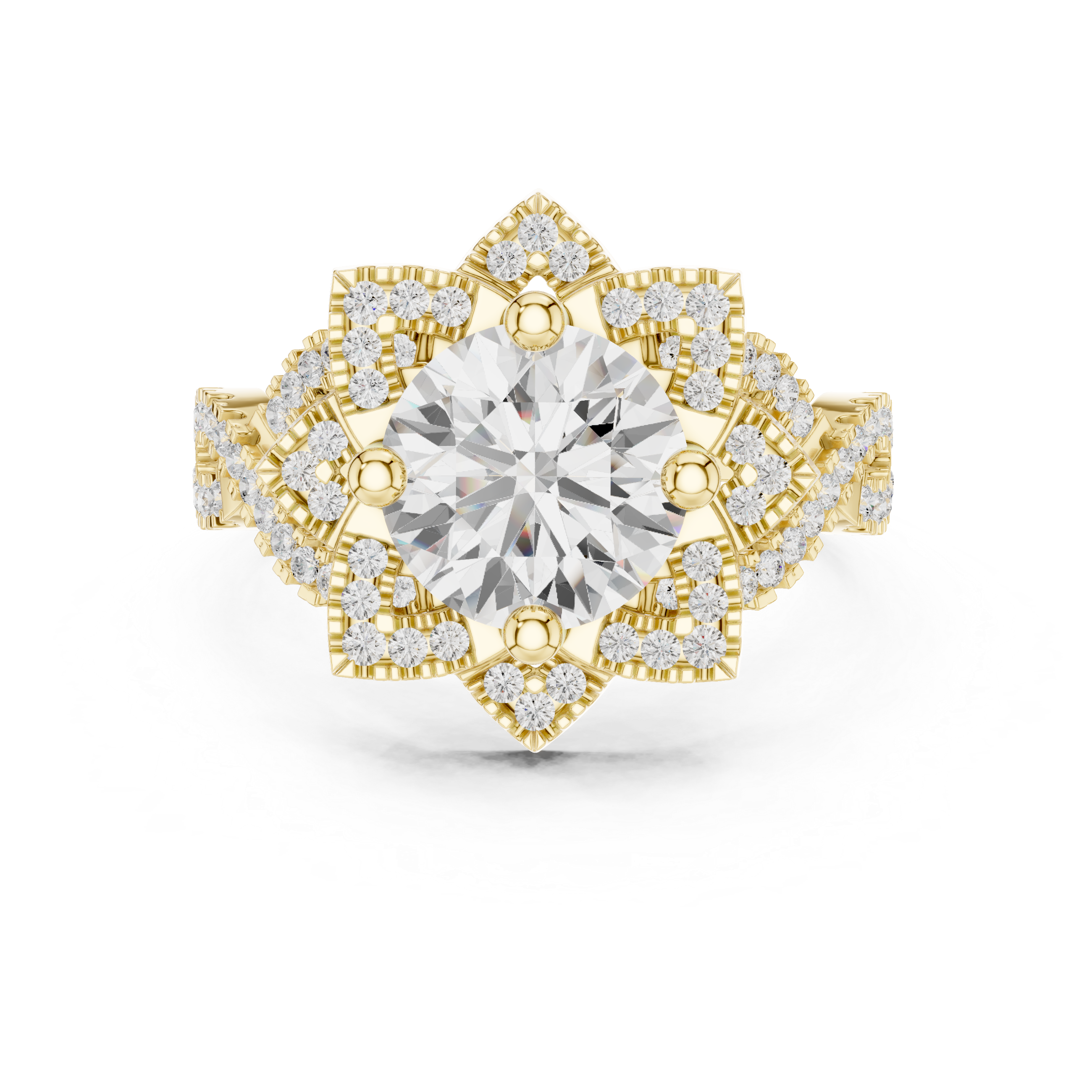 Milgrain Deco Lab Grown Diamond Ring
