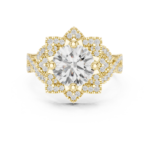 Milgrain Deco Lab Grown Diamond Ring