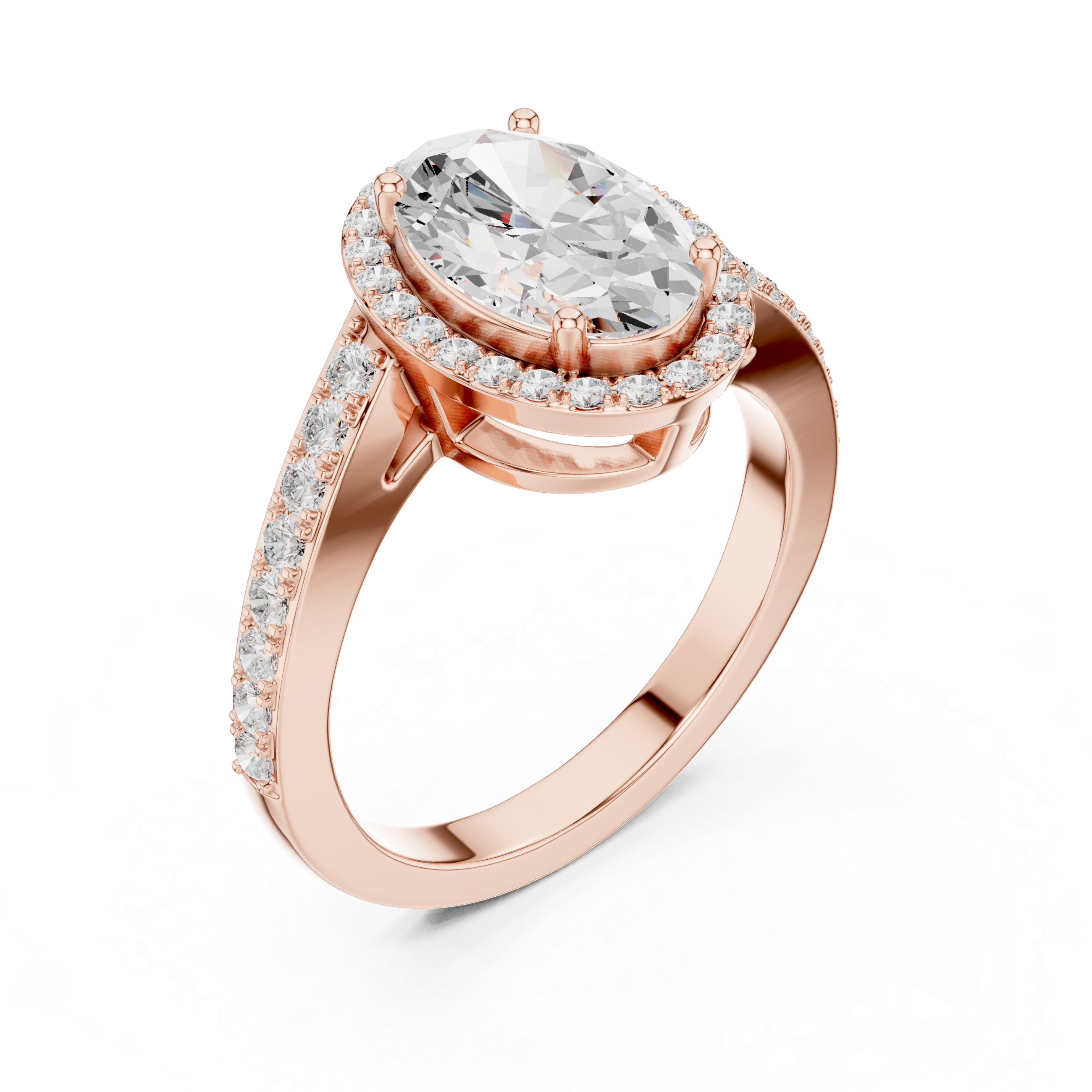 Oval Sculpted Stone Lab Grown Diamond Ring