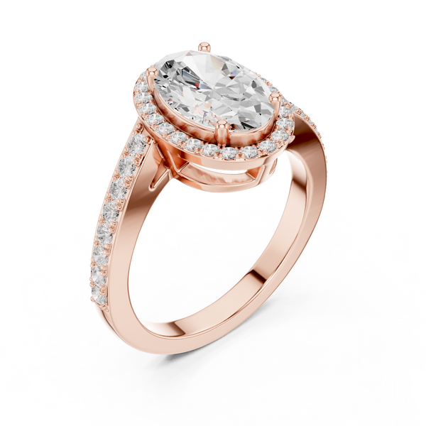Oval Sculpted Stone Lab Grown Diamond Ring