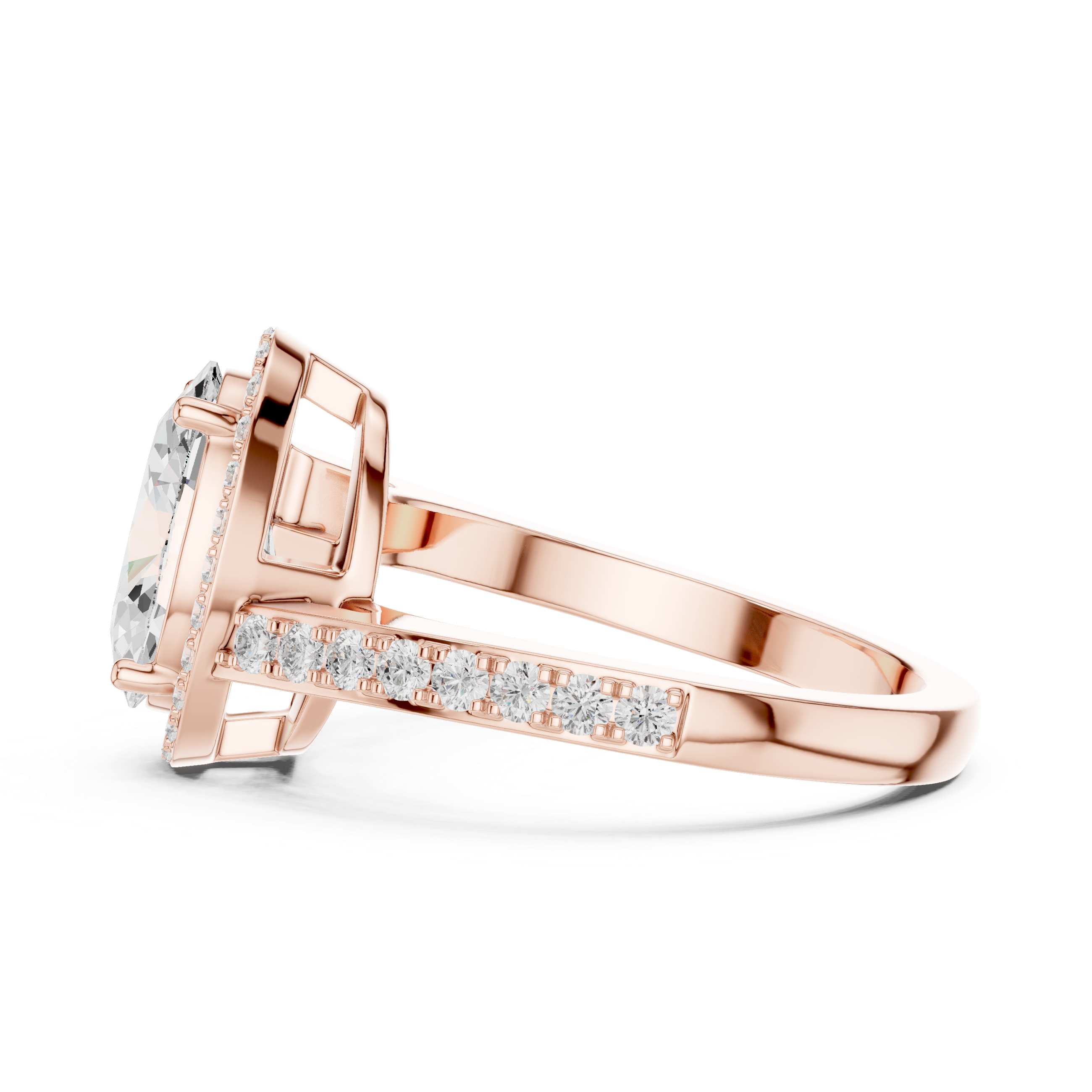 Oval Sculpted Stone Lab Grown Diamond Ring