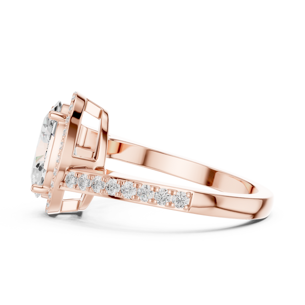 Oval Sculpted Stone Lab Grown Diamond Ring