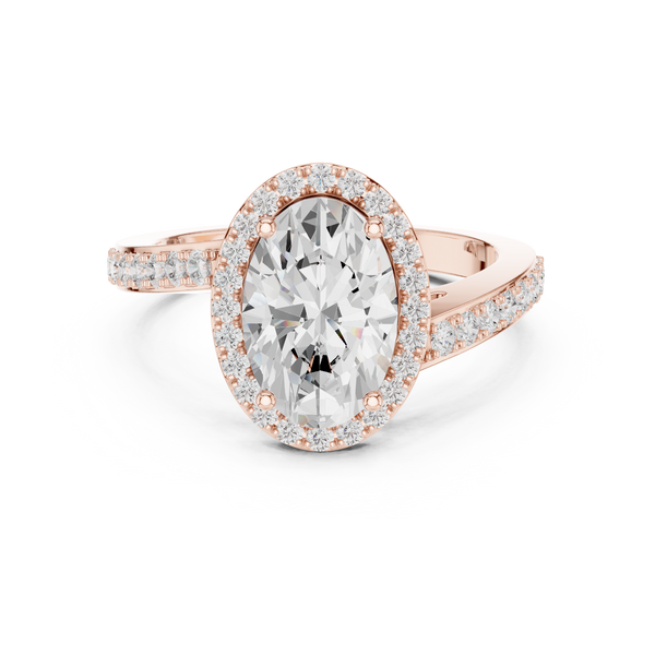 Oval Sculpted Stone Lab Grown Diamond Ring