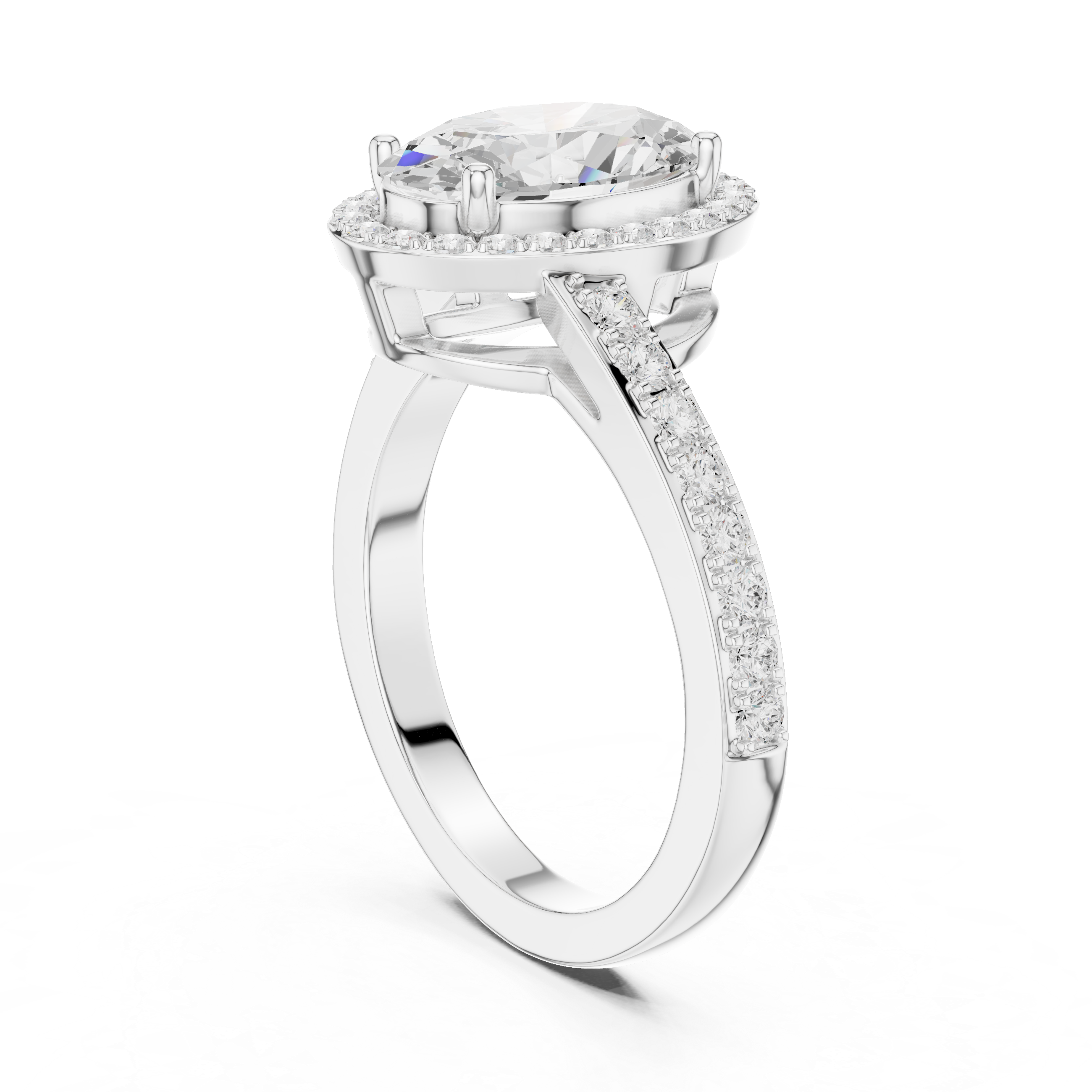 Oval Sculpted Stone Lab Grown Diamond Ring