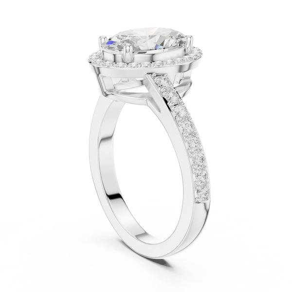 Oval Sculpted Stone Lab Grown Diamond Ring