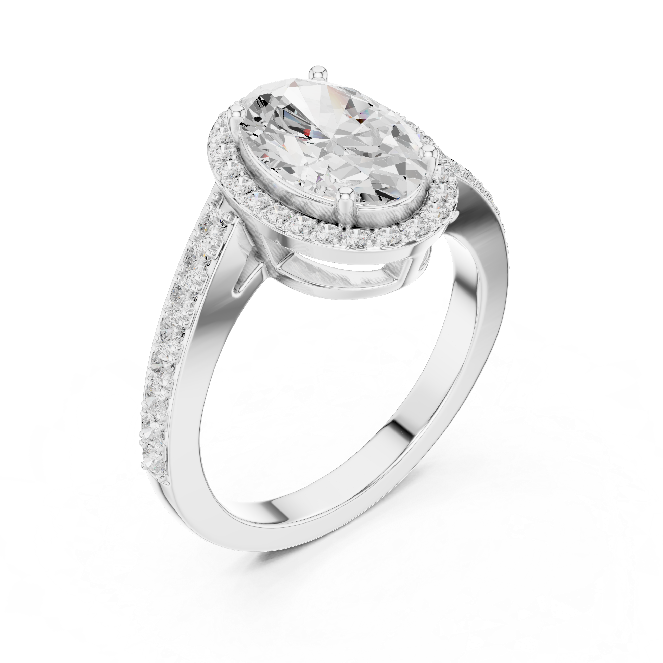 Oval Sculpted Stone Lab Grown Diamond Ring