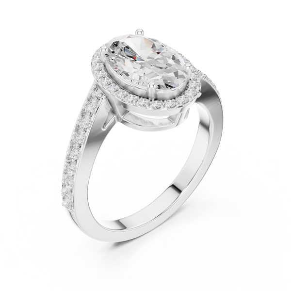 Oval Sculpted Stone Lab Grown Diamond Ring