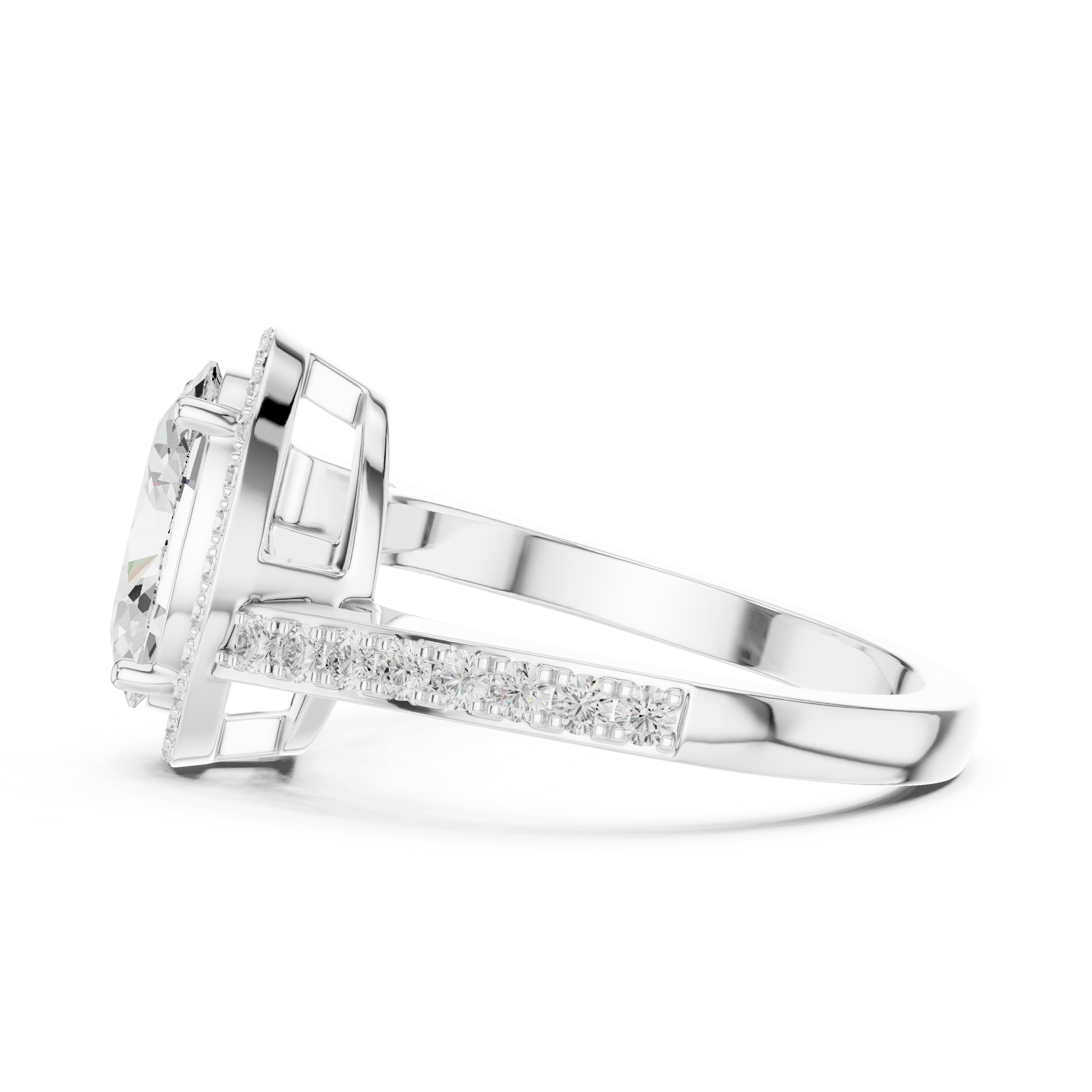 Oval Sculpted Stone Lab Grown Diamond Ring