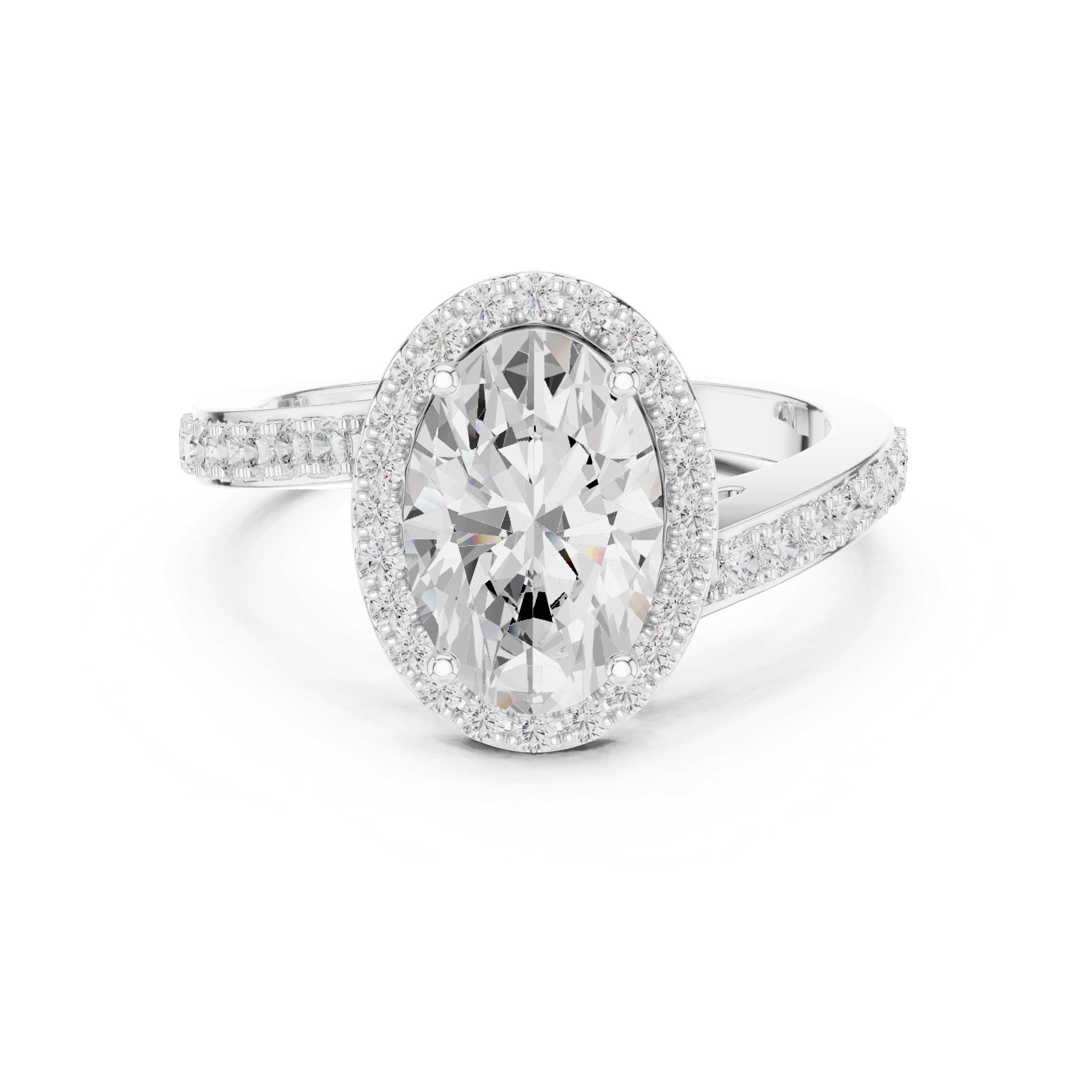 Oval Sculpted Stone Lab Grown Diamond Ring