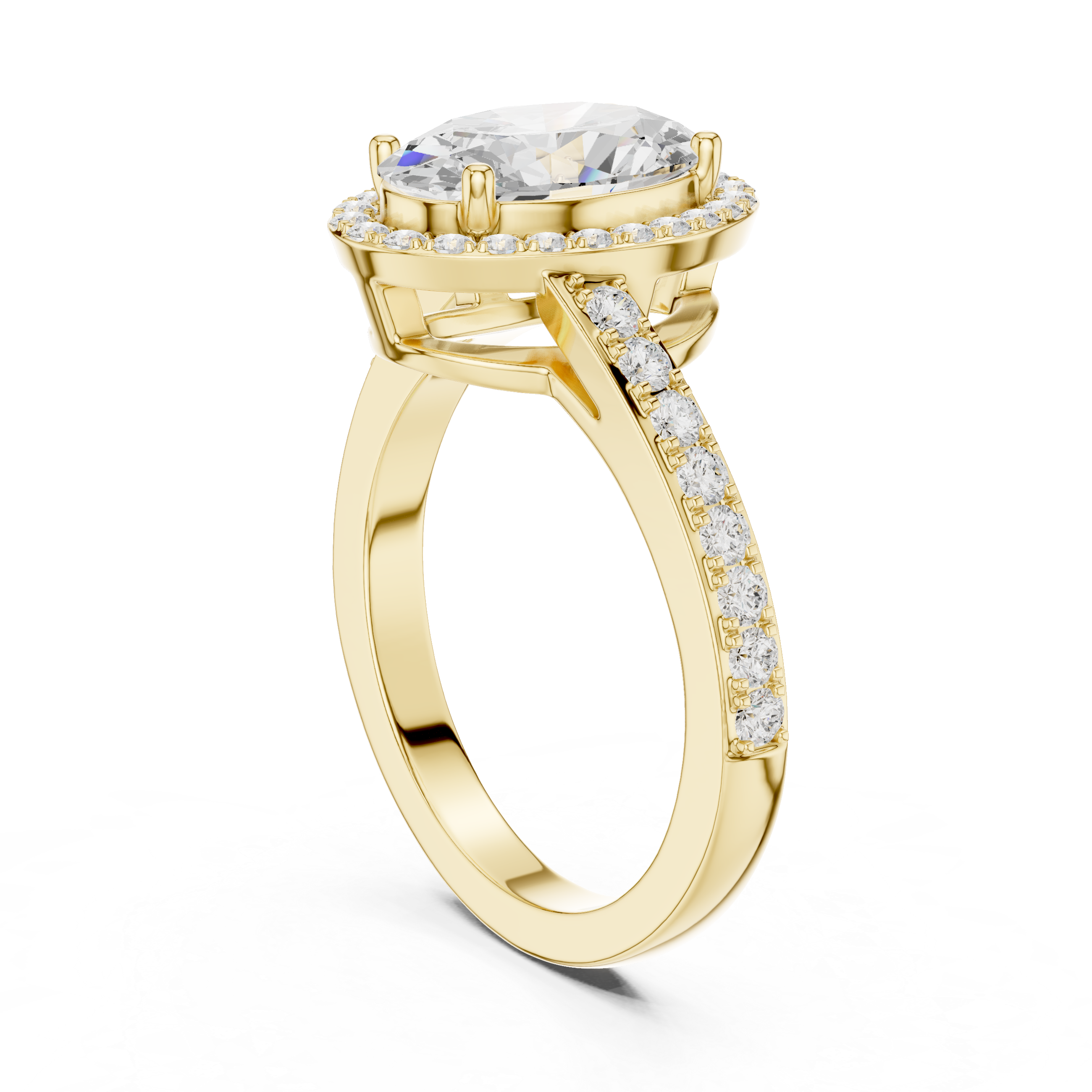 Oval Sculpted Stone Lab Grown Diamond Ring
